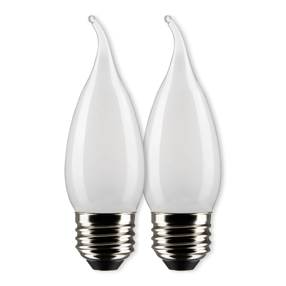 CA10 LED Bulb, 6W, 500lm, 2700K, 60W Equal, E26 Medium Base, Frosted Finish, Pack of 2