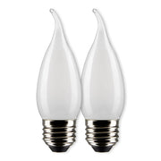 CA10 LED Bulb, 6W, 500lm, 2700K, 60W Equal, E26 Medium Base, Frosted Finish, Pack of 2