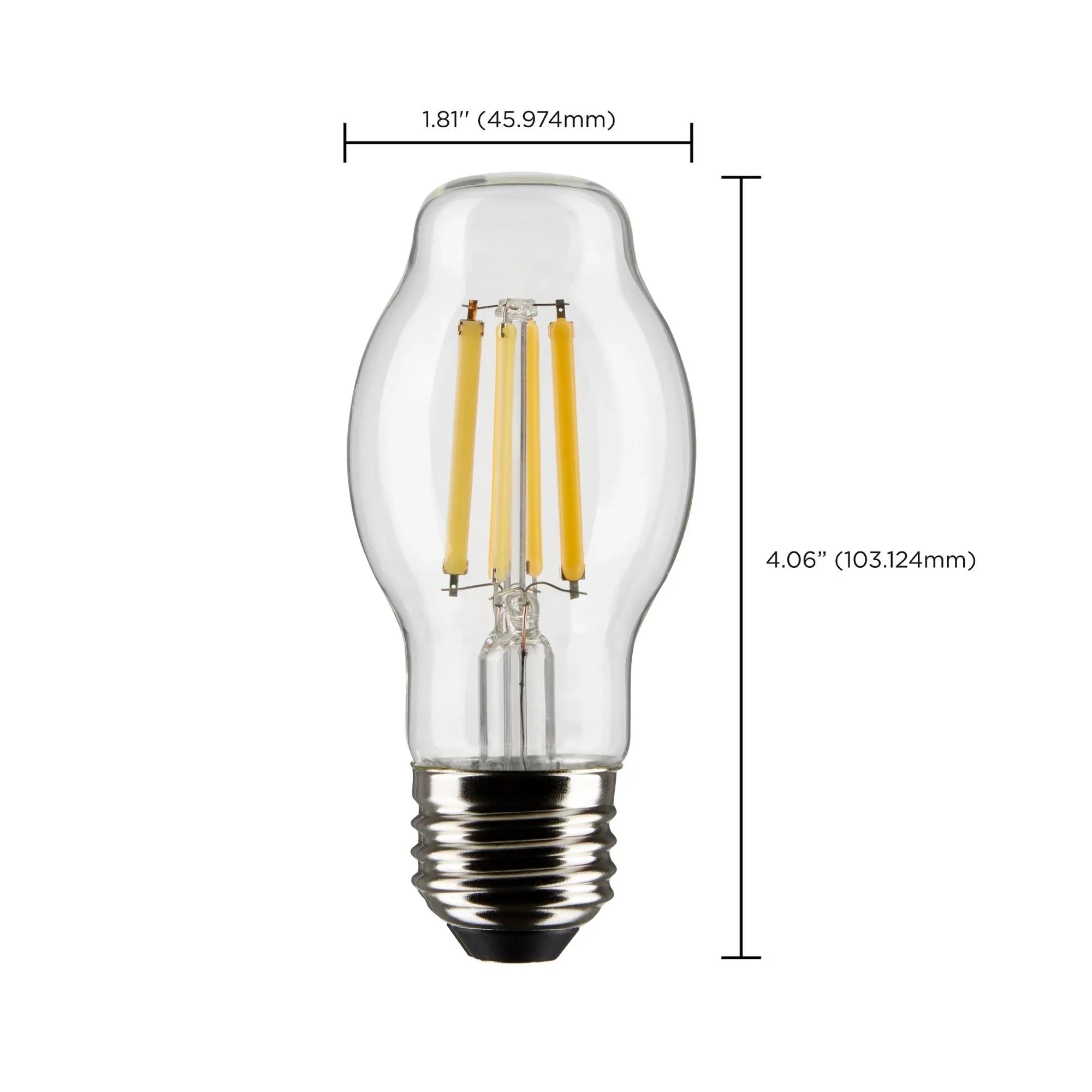BT15 Filament LED Bulb, 8 Watts, 800lm, 60W Equal, 2700K, E26 Medium Base, Clear, Pack of 2