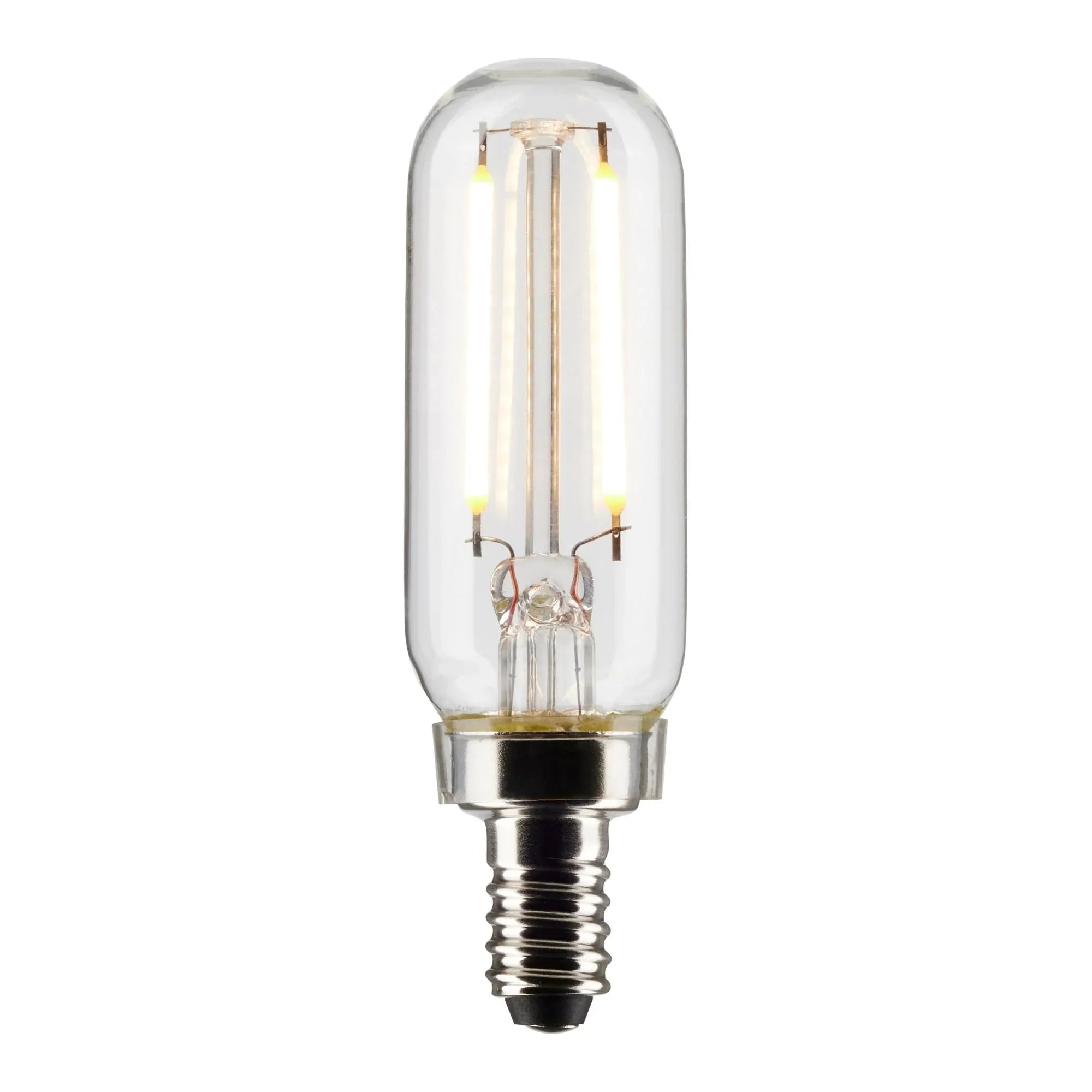 T6 LED Single Tube Bulb, 3W, 200lm, 2700K, E12 Candelabra Base, Clear Finish, Pack of 2