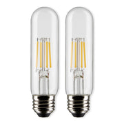 LED T10 Single Tube Bulb, 6W, 450lm, 2700K, 40W Equal, E26 Medium Base, Clear, Pack of 2
