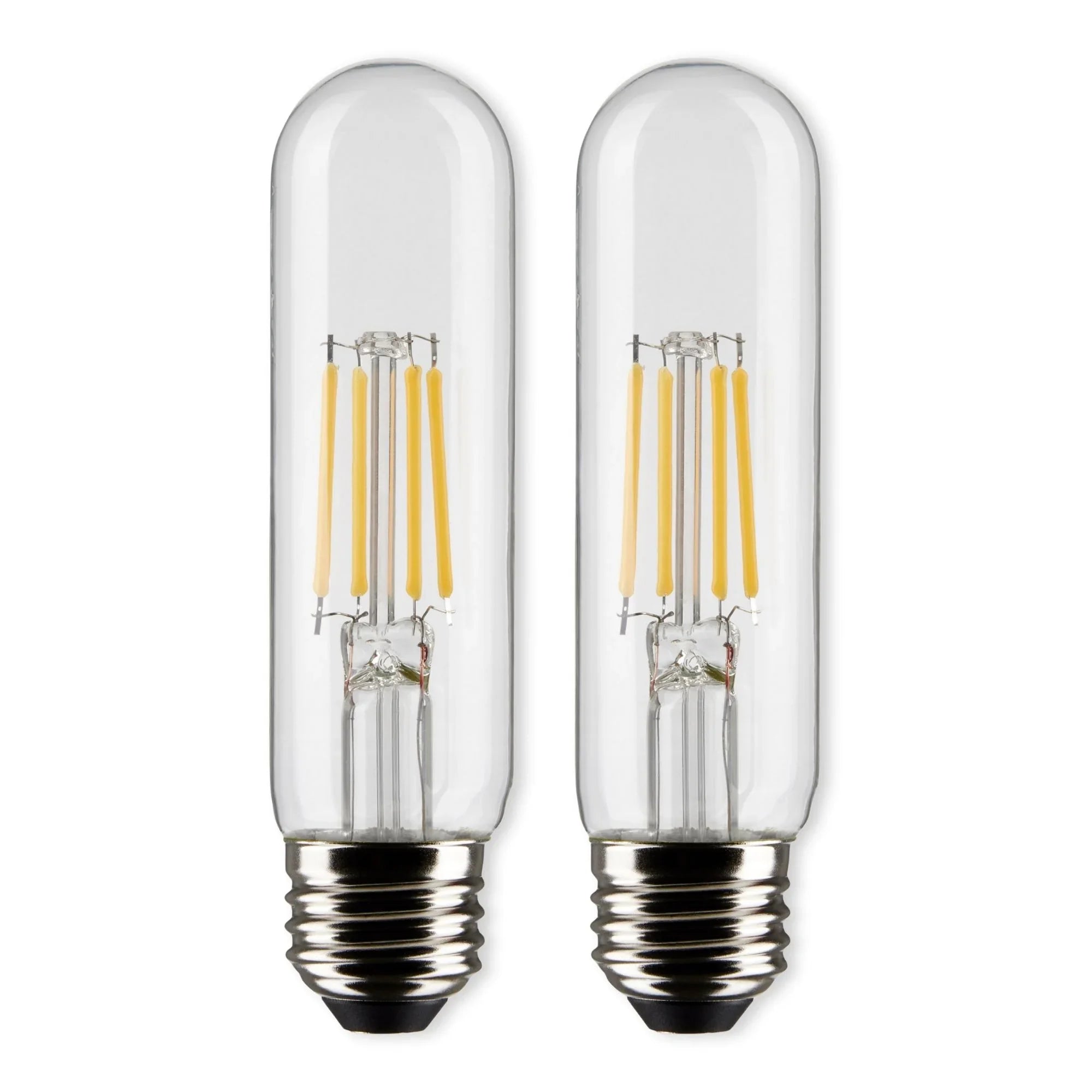 LED T10 Single Tube Bulb, 6W, 450lm, 2700K, 40W Equal, E26 Medium Base, Clear, Pack of 2