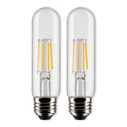 LED T10 Single Tube Bulb, 6W, 450lm, 5000K, 40W Equal, E26 Medium Base, Clear, Pack of 2