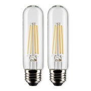 LED T10 Single Tube Bulb, 8W, 800lm, 2700K, 60W Equal, E26 Medium Base, Clear, Pack of 2