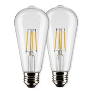 ST19 LED Bulb, 5 Watts, 425lm, 2700K, 40W Equal, E26 Medium Base, Clear Finish, Pack of 2