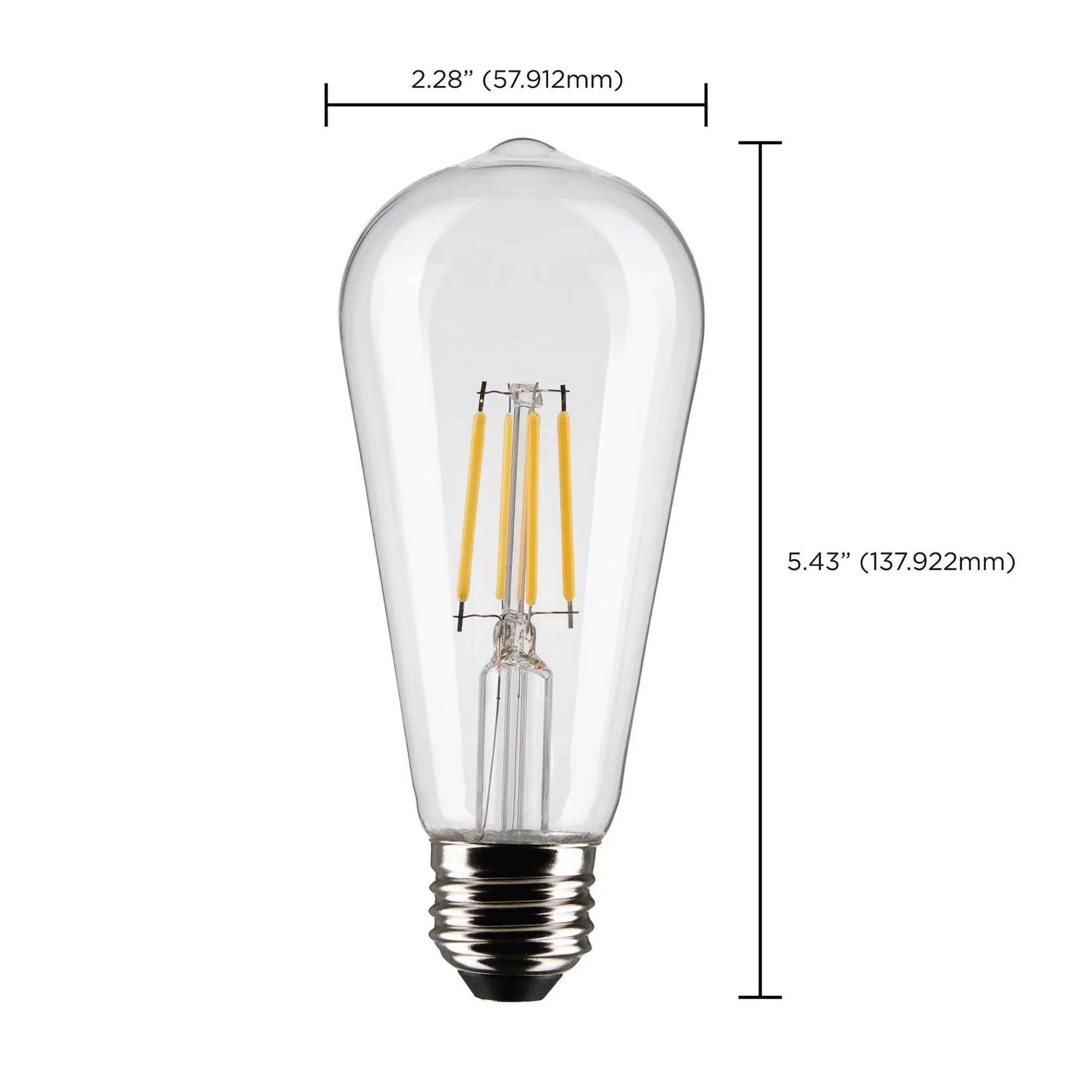 ST19 LED Bulb, 5 Watts, 425lm, 2700K, 40W Equal, E26 Medium Base, Clear Finish, Pack of 2