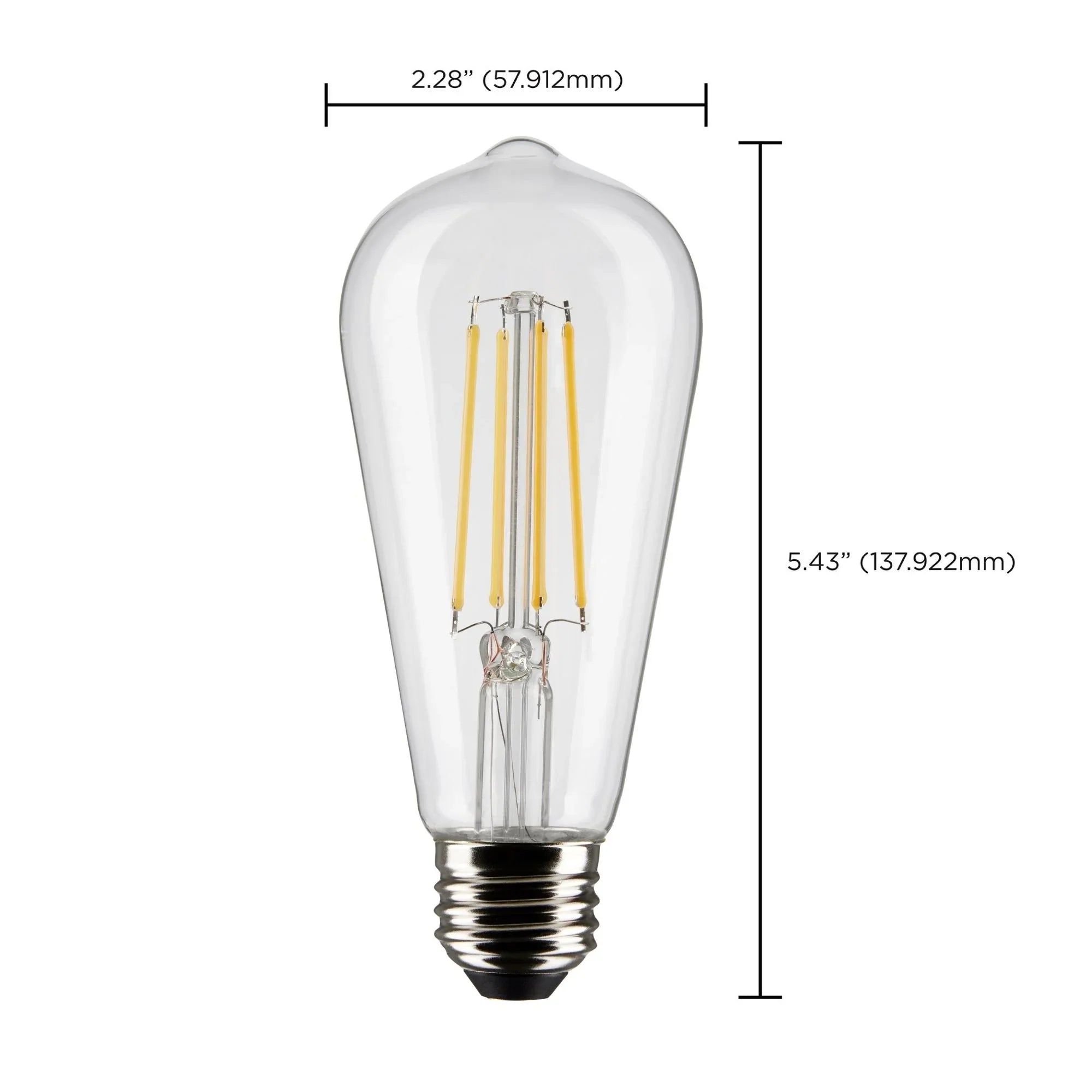 ST19 LED Bulb, 8 Watts, 800lm, 2700K, 60W Equal, E26 Medium Base, Clear Finish, Pack of 2
