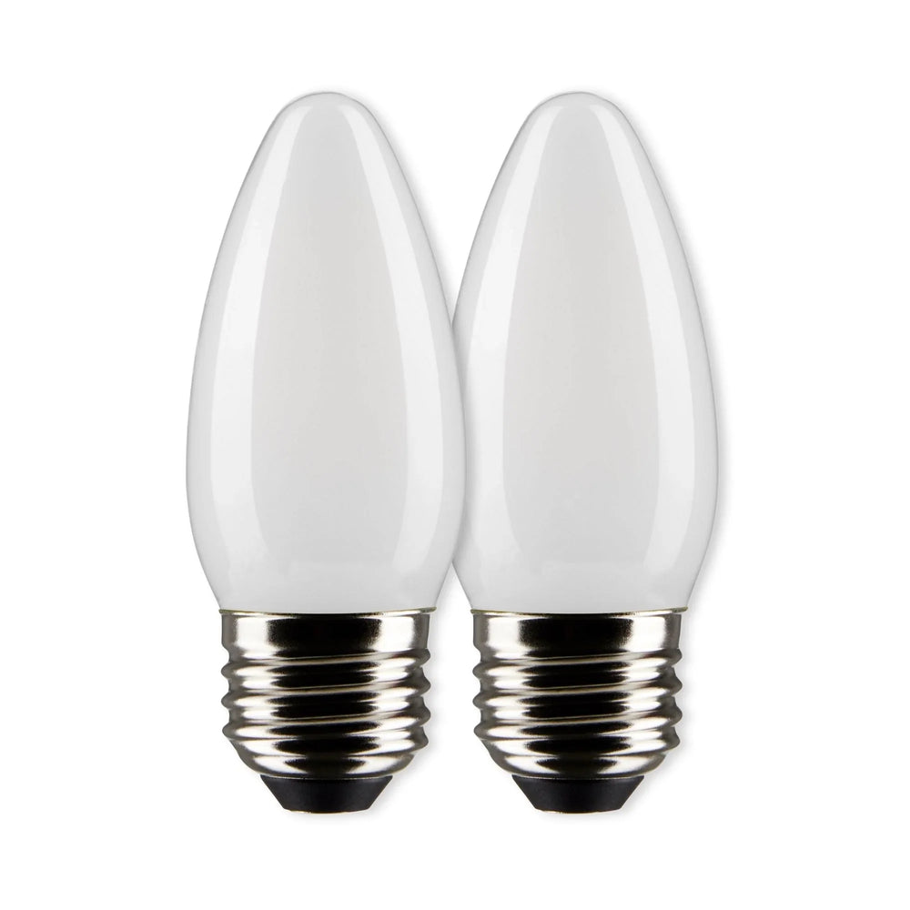 B11 Candle LED Bulb, 6 Watts, 500 Lumens, 5000K, E26 Medium Base, Frosted, Pack of 2