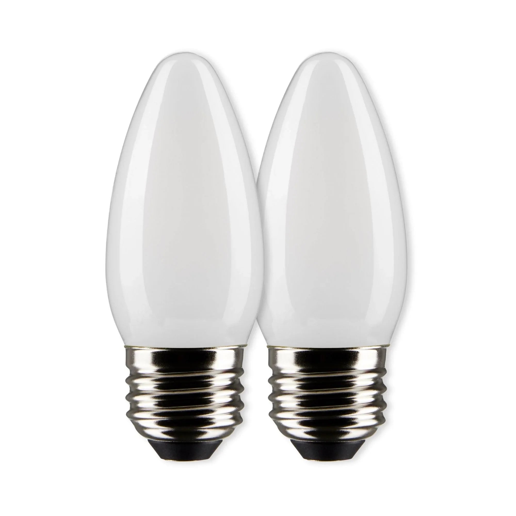 B11 Candle LED Bulb, 6 Watts, 500 Lumens, 5000K, E26 Medium Base, Frosted, Pack of 2