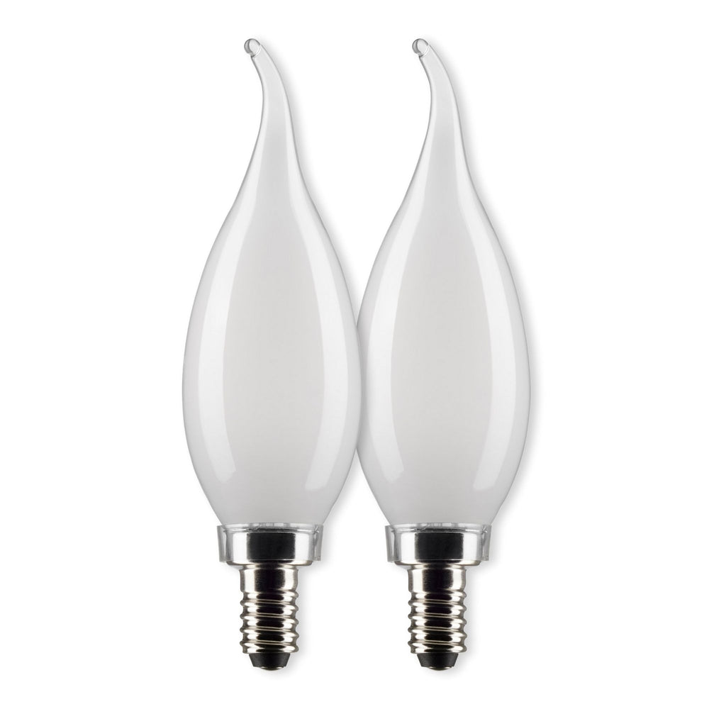 CA10 LED Bulb, 6W, 500lm, 5000K, 60W Equal, E12 Candelabra Base, Frosted, Pack of 2