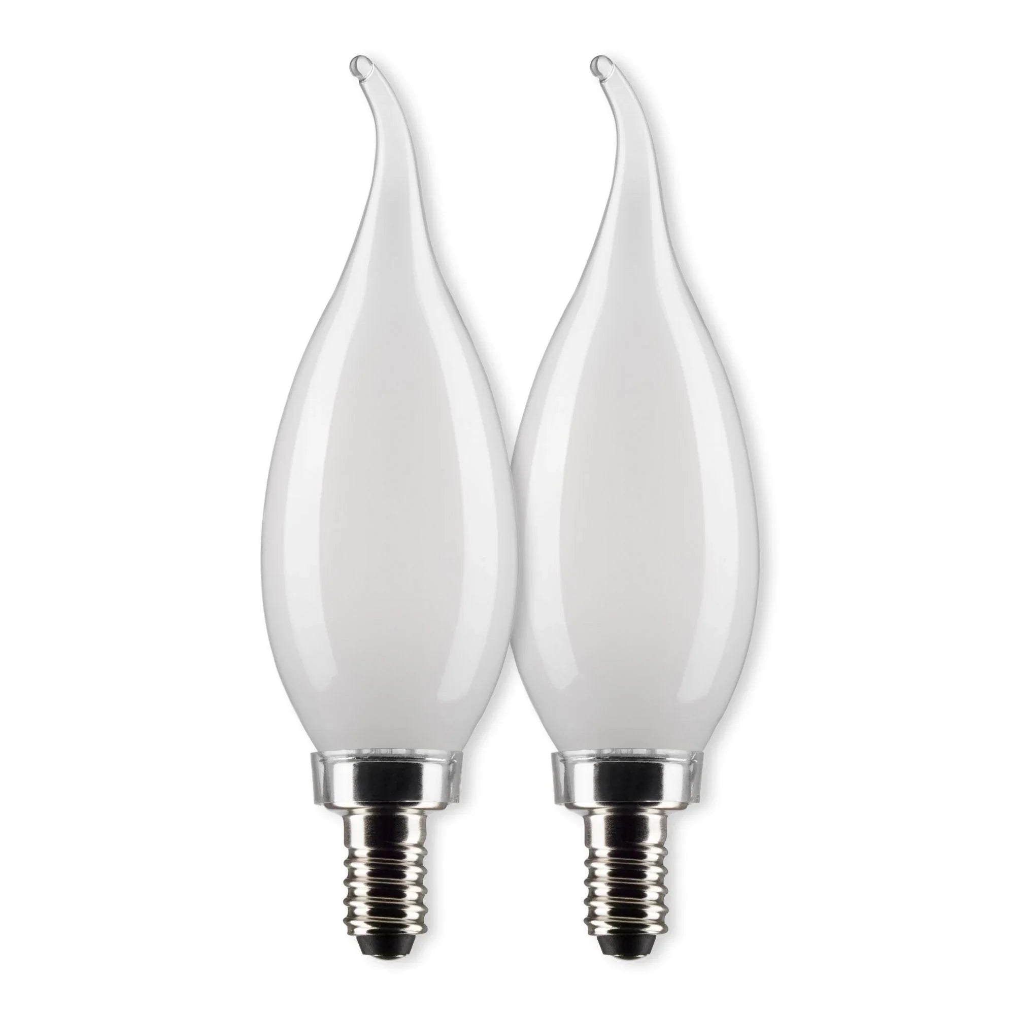 CA10 LED Bulb, 6W, 500lm, 5000K, 60W Equal, E12 Candelabra Base, Frosted, Pack of 2