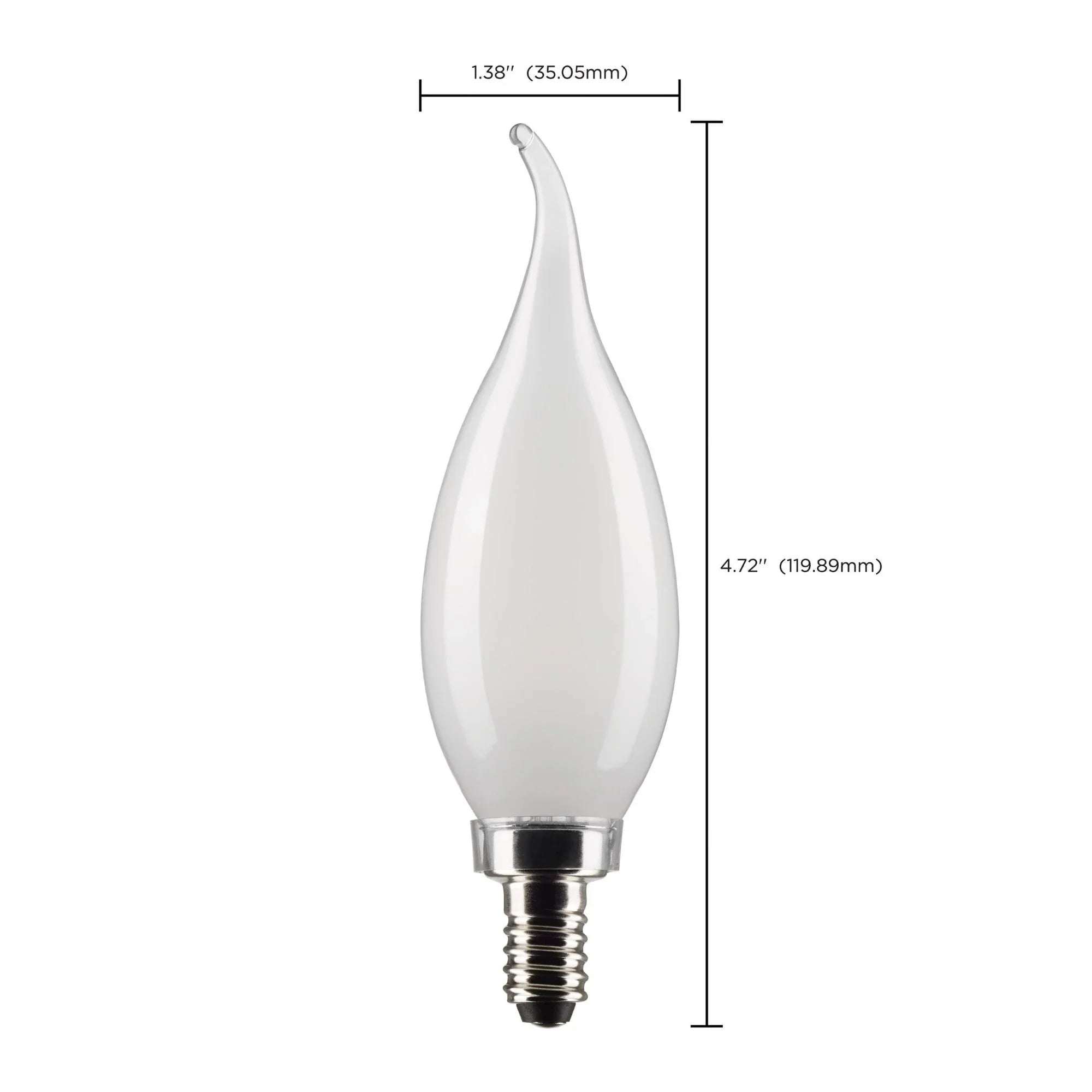 CA10 LED Bulb, 6W, 500lm, 5000K, 60W Equal, E12 Candelabra Base, Frosted, Pack of 2