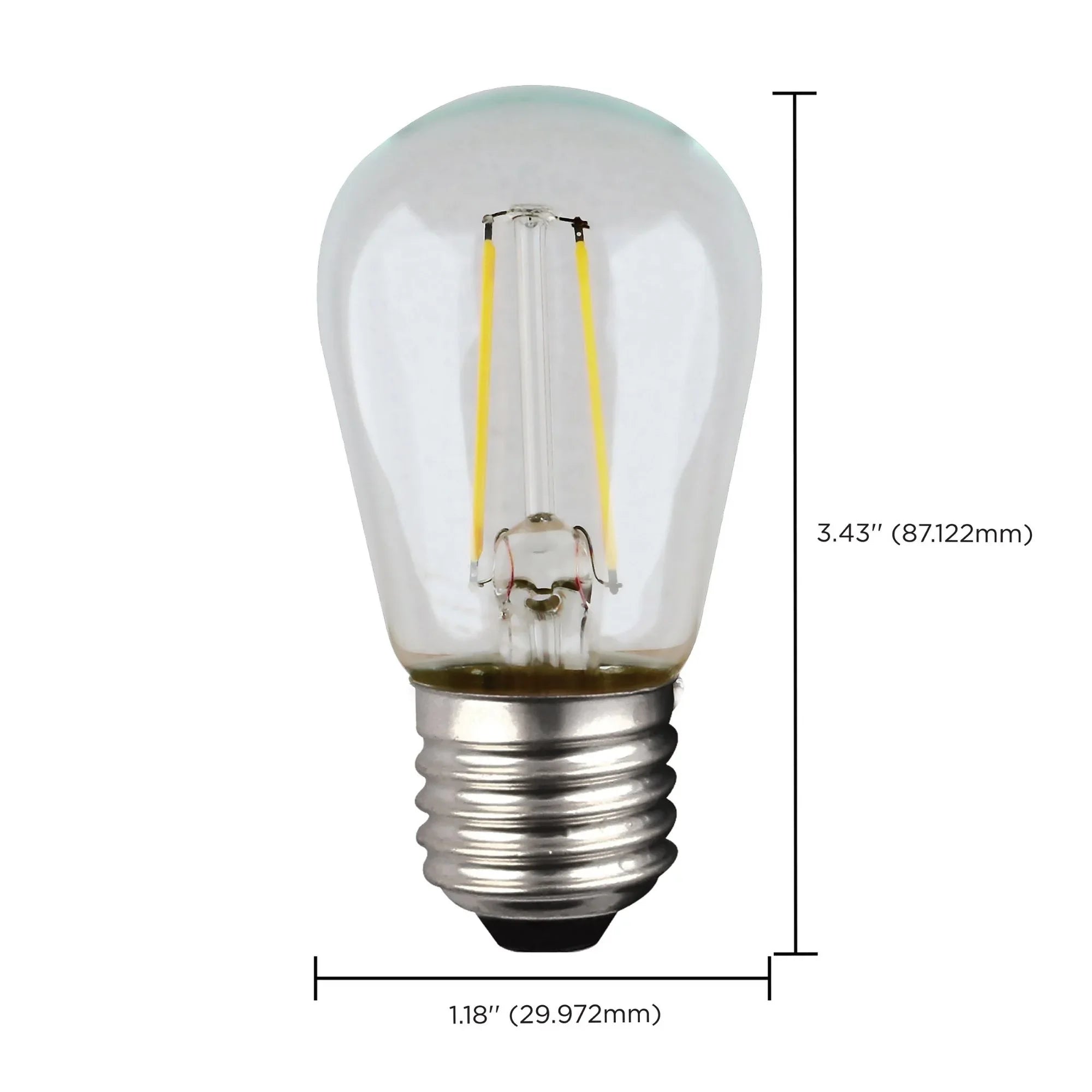 S14 Filament LED Bulb, 1W, 100lm, 2700K, E26 Medium Base, Clear Finish, Pack of 4