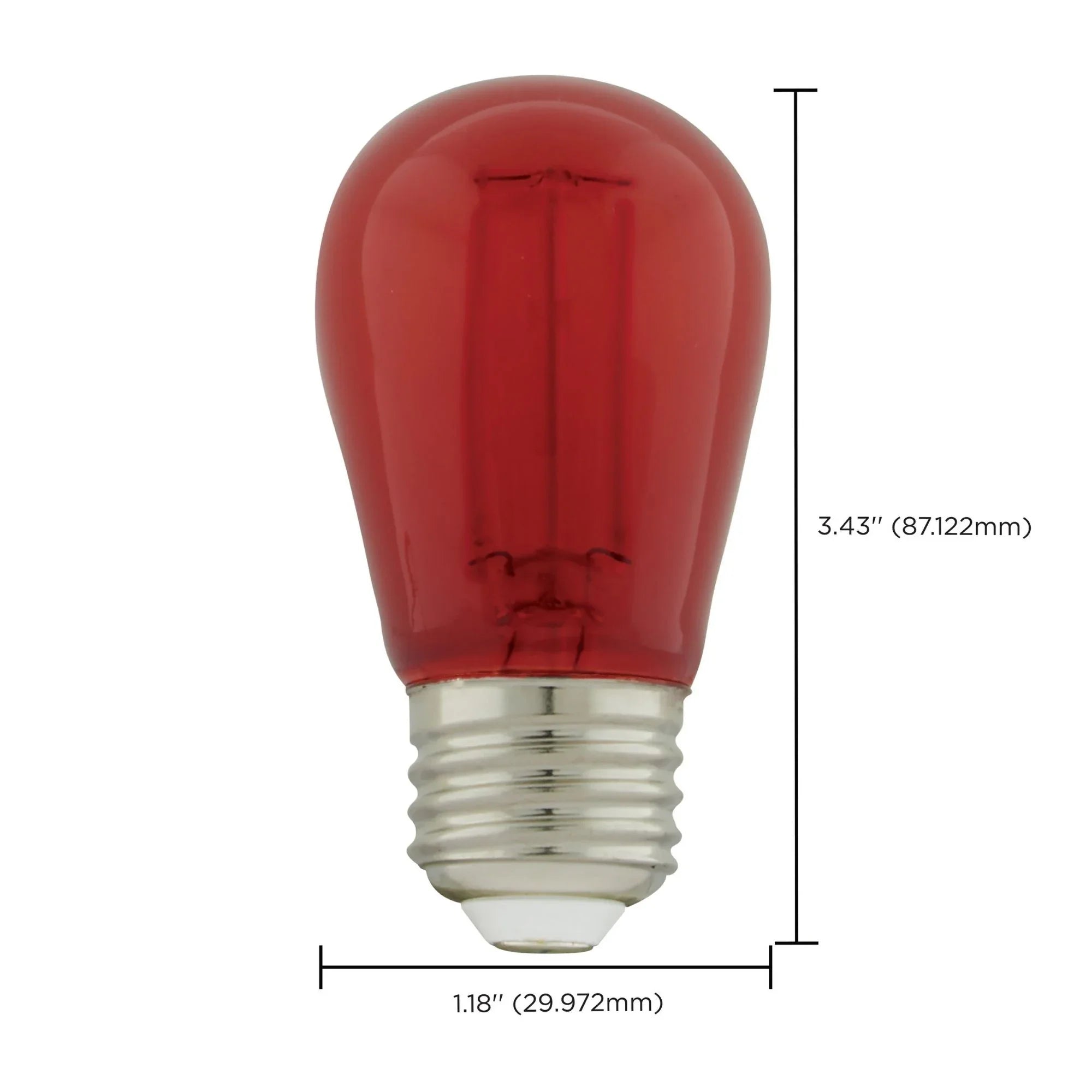 S14 Filament LED Bulb, 1W, 10lm, E26 Base, Transparent Red Finish, Pack of 4