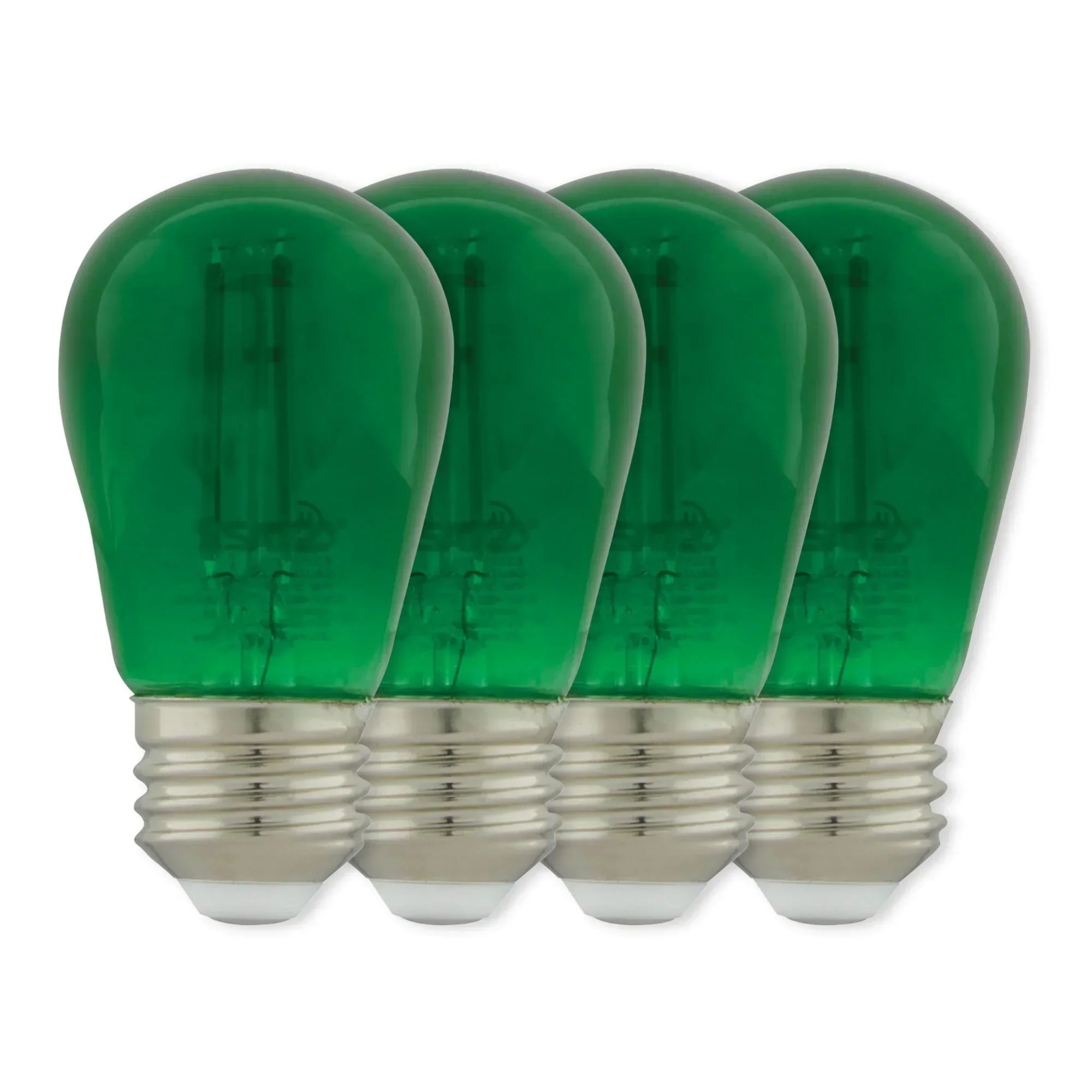 S14 Filament LED Bulb, 1W, 20lm, E26 Base, Transparent Green Finish , Pack of 4
