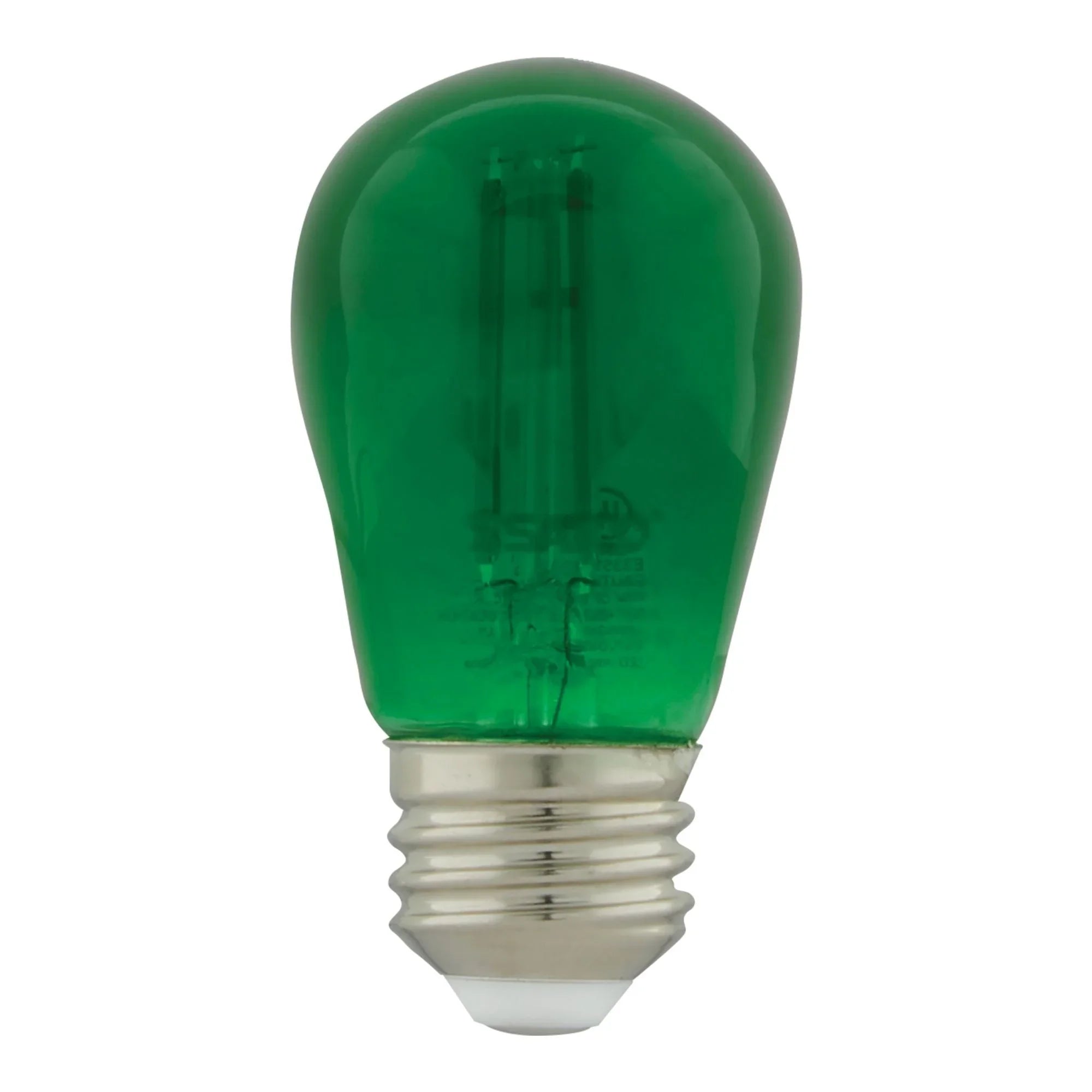 S14 Filament LED Bulb, 1W, 20lm, E26 Base, Transparent Green Finish , Pack of 4