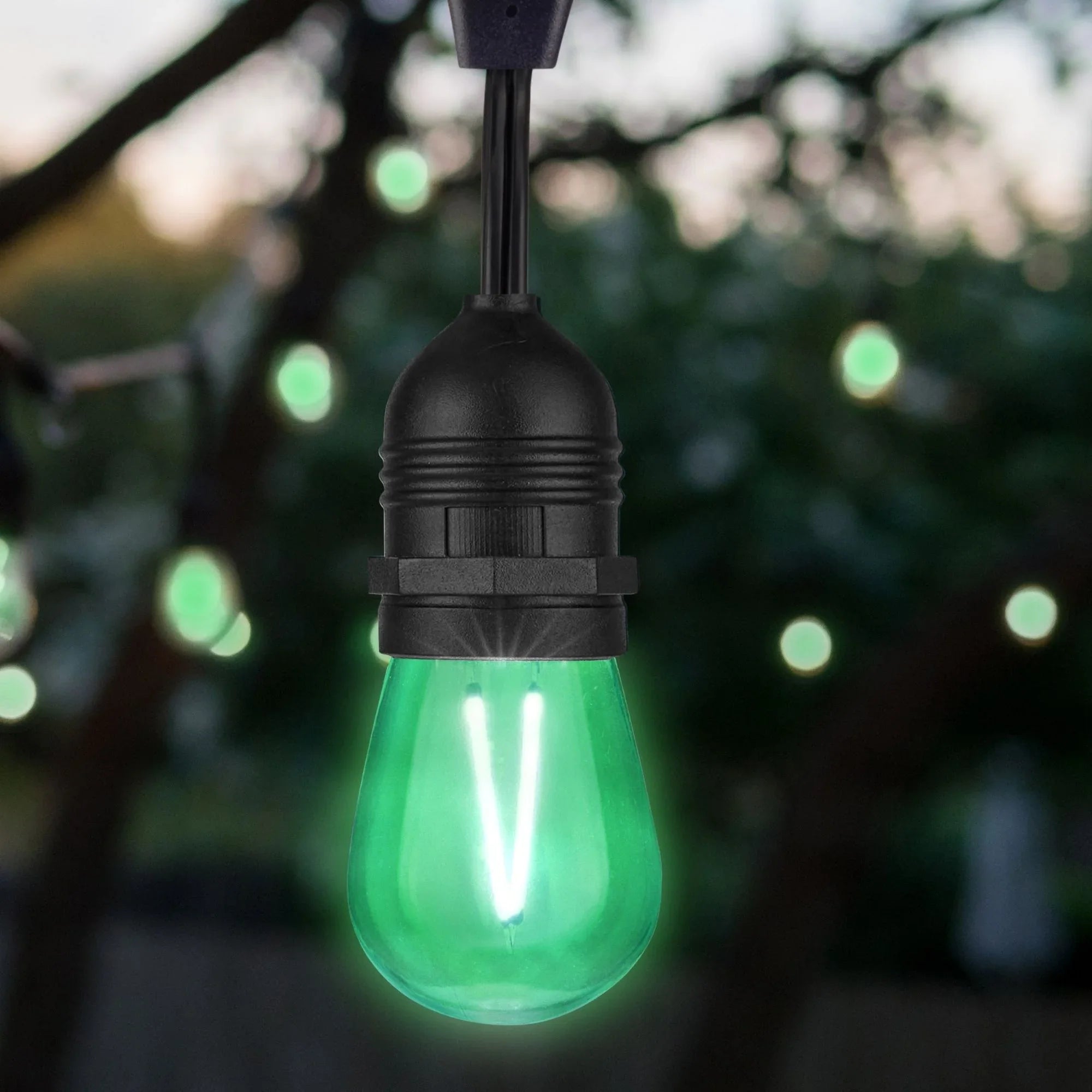 S14 Filament LED Bulb, 1W, 20lm, E26 Base, Transparent Green Finish , Pack of 4