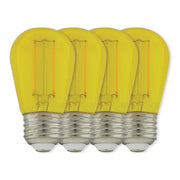 S14 Filament LED Bulb, 1W, 40lm, E26 Base, Transparent Yellow Finish , Pack of 4