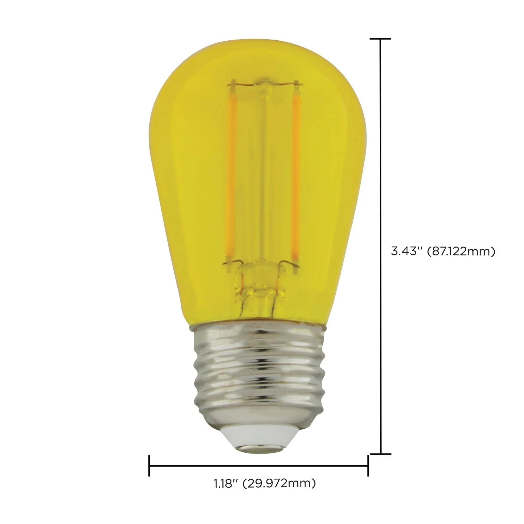 S14 Filament LED Bulb, 1W, 40lm, E26 Base, Transparent Yellow Finish , Pack of 4