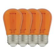 S14 Filament LED Bulb, 1W, 30lm, E26 Base, Transparent Orange Finish , Pack of 4