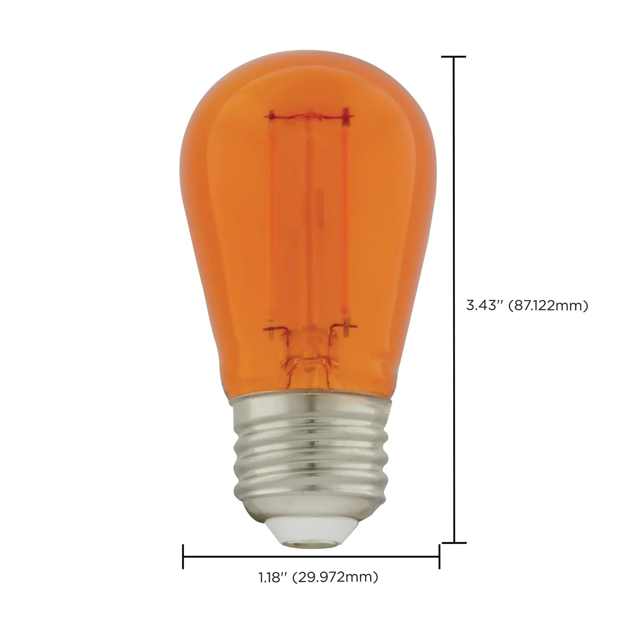 S14 Filament LED Bulb, 1W, 30lm, E26 Base, Transparent Orange Finish , Pack of 4