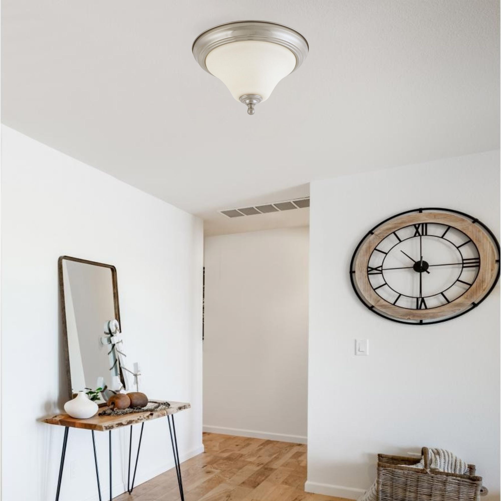 Dupont 13" 2-Light Flush Mount, Brushed Nickel Finish