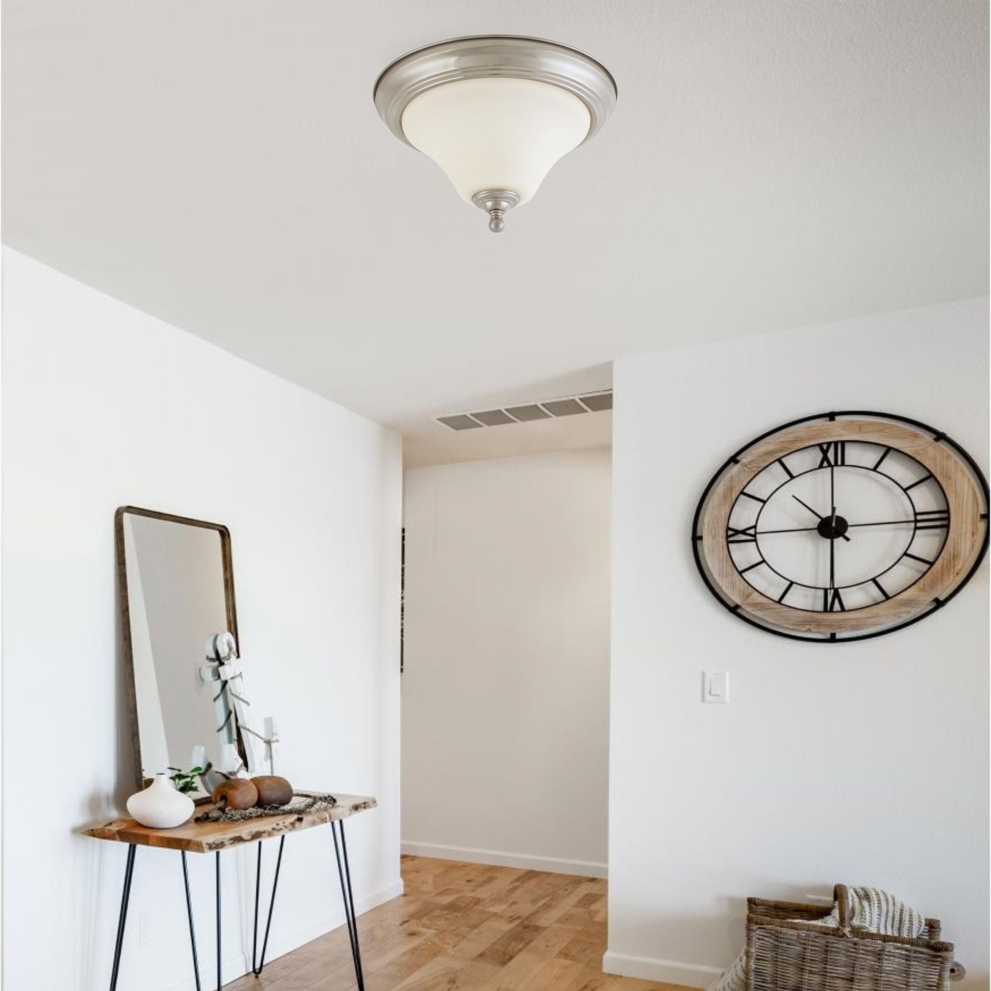 Dupont 15" 2-Light Flush Mount, Brushed Nickel Finish