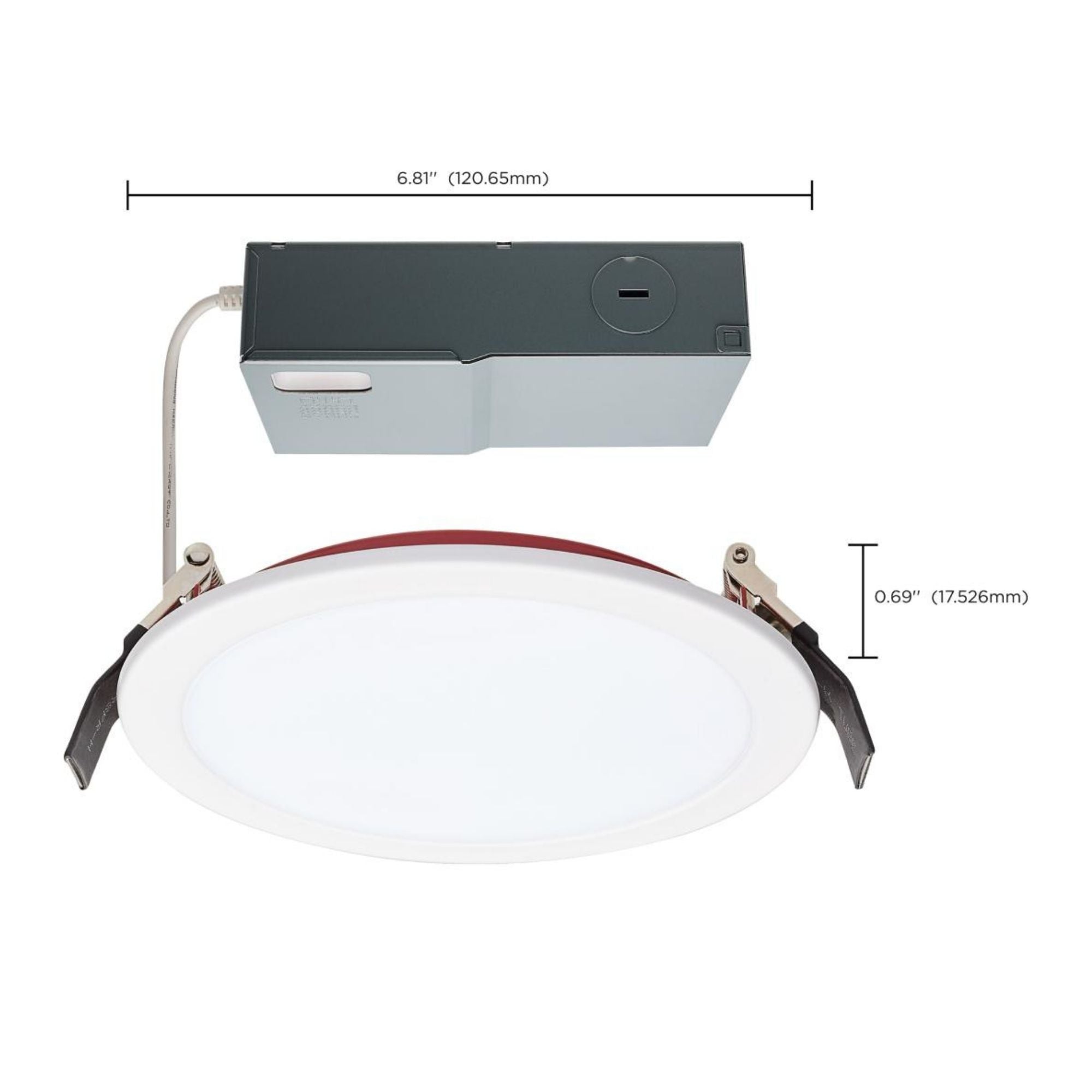 Fire Rated 6" Canless LED Recessed Light, 1050 Lm, 5-CCT, Flat Trim, 120-277V