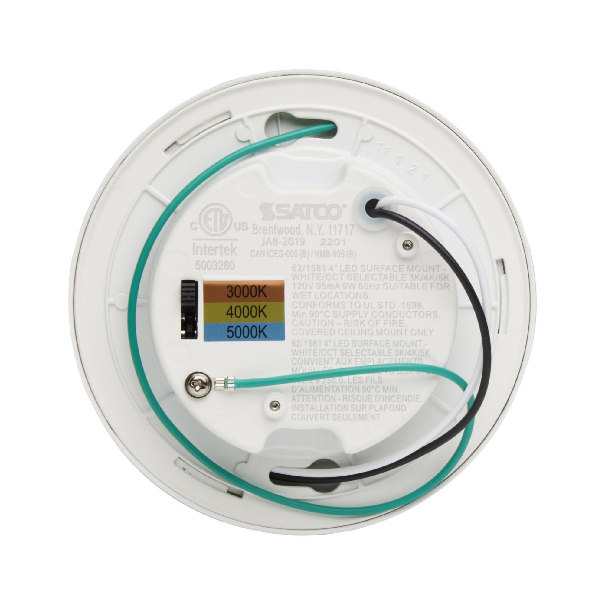 4" LED Disk|Surface Mount Light, 3CCT, White Finish