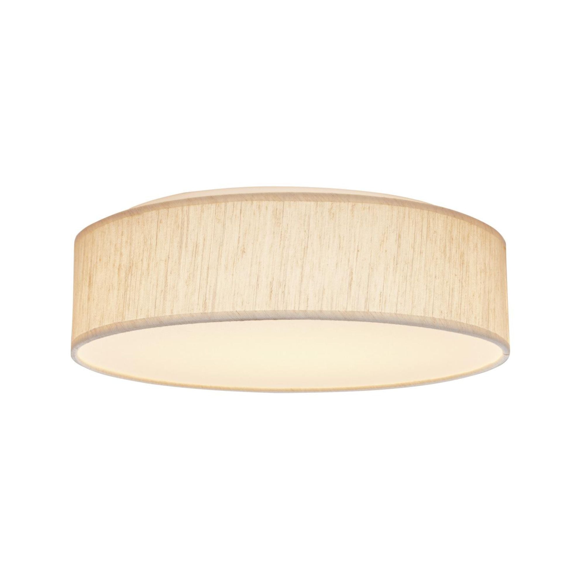 15" LED Flush Mount Ceiling Light with Beige Fabric Shade, 3CCT