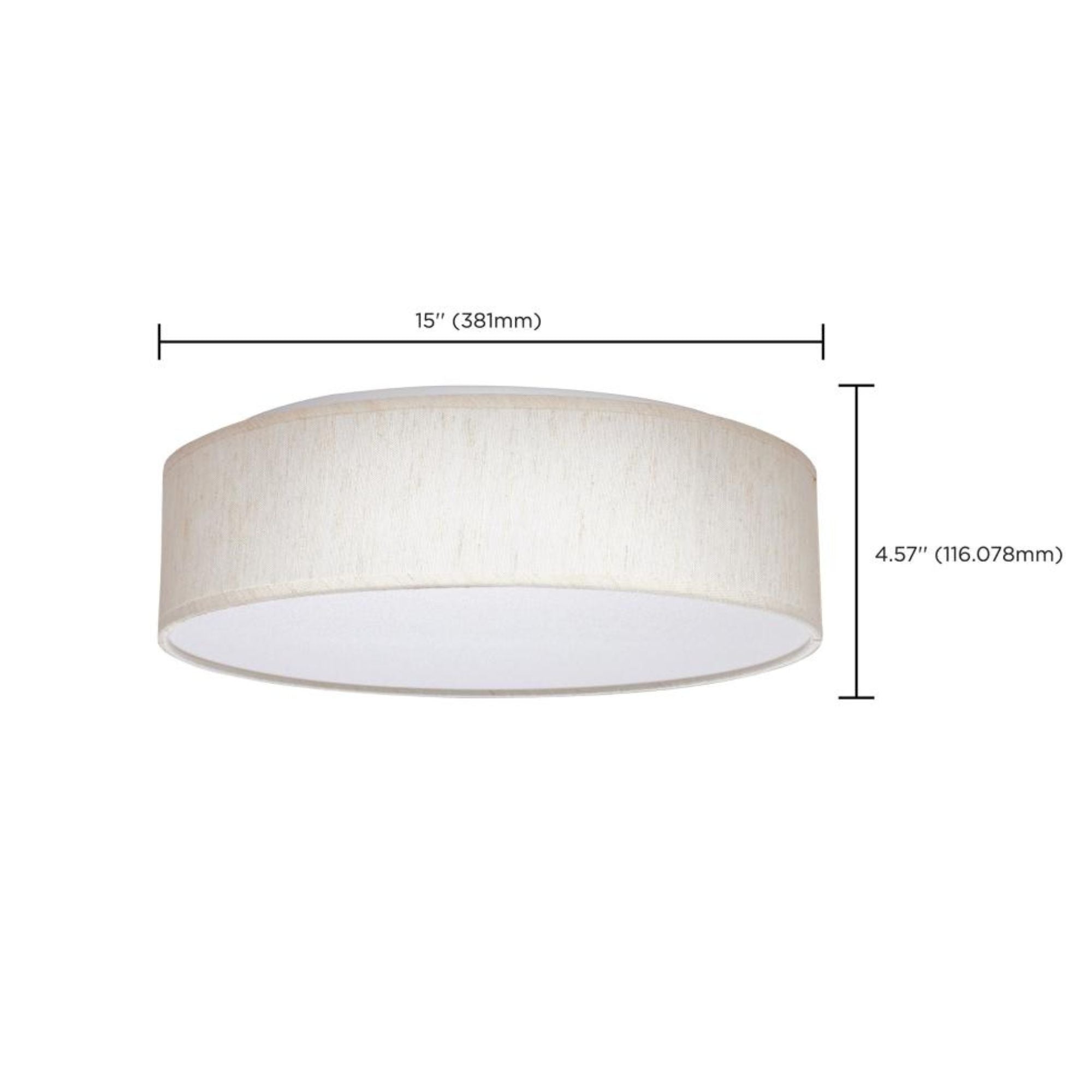 15" LED Flush Mount Ceiling Light with Beige Fabric Shade, 3CCT