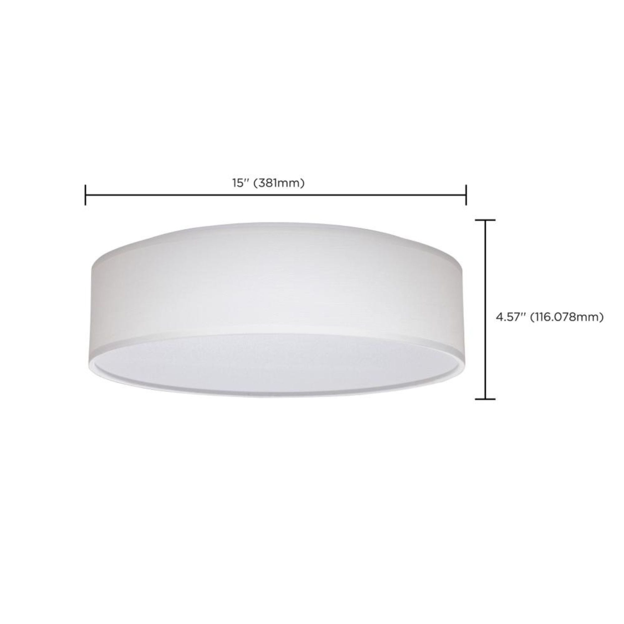 15" LED Flush Mount Ceiling Light with White Fabric Shade, 3CCT
