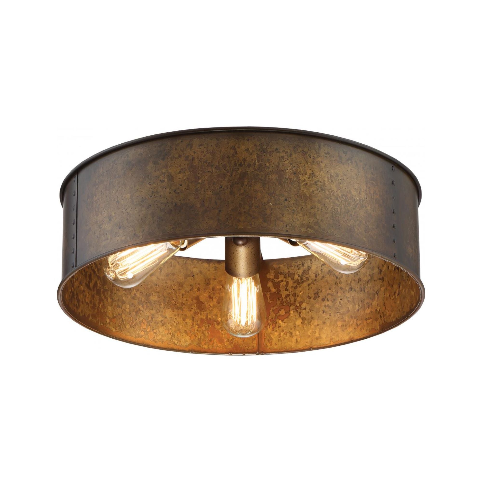 Kettle 17" 3 Lights Flush Mount, Brass Finish