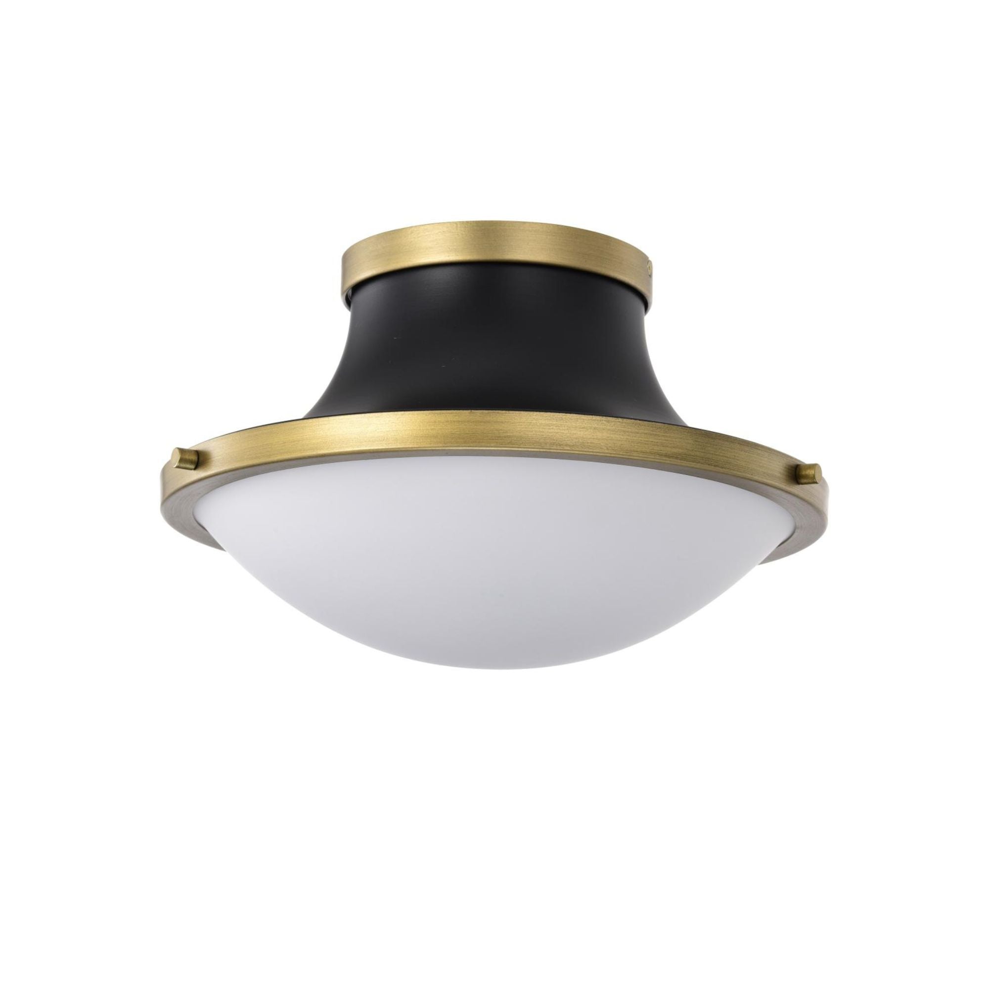 Lafayette 14" Flush Mount, Matte Black / Natural Brass Finish