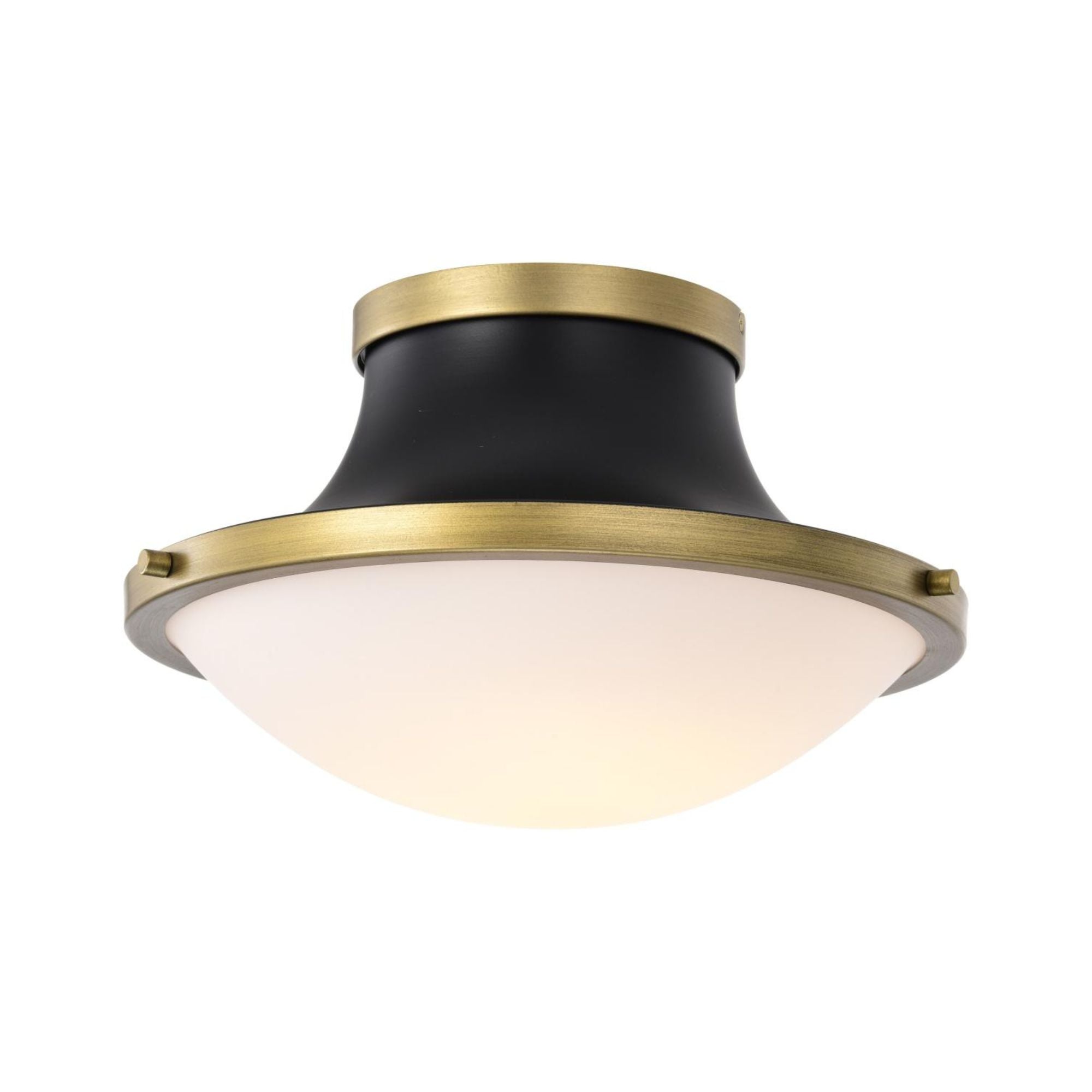 Lafayette 14" Flush Mount, Matte Black / Natural Brass Finish