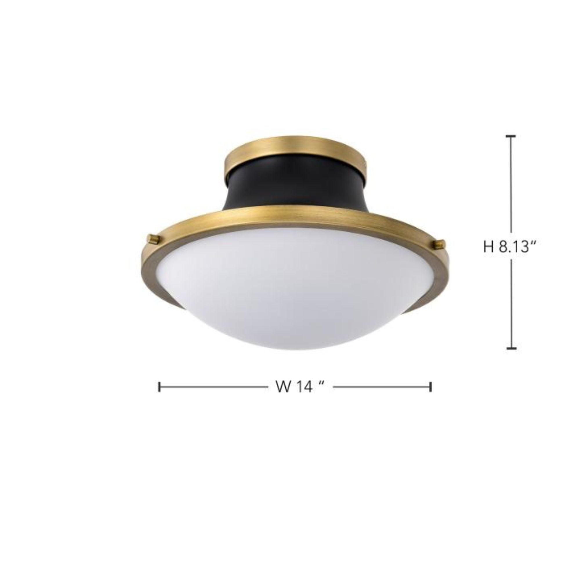 Lafayette 14" Flush Mount, Matte Black / Natural Brass Finish