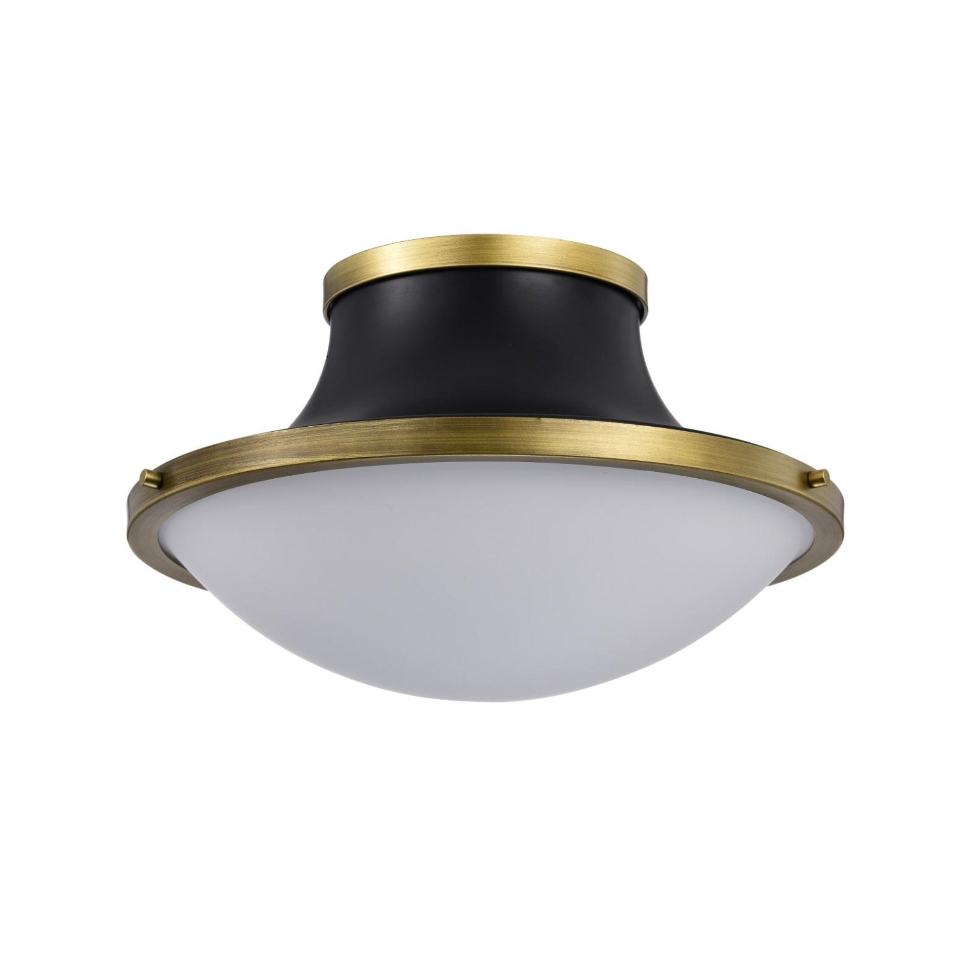 Lafayette 18" 3 lights Flush Mount, Matte Black / Natural Brass Finish