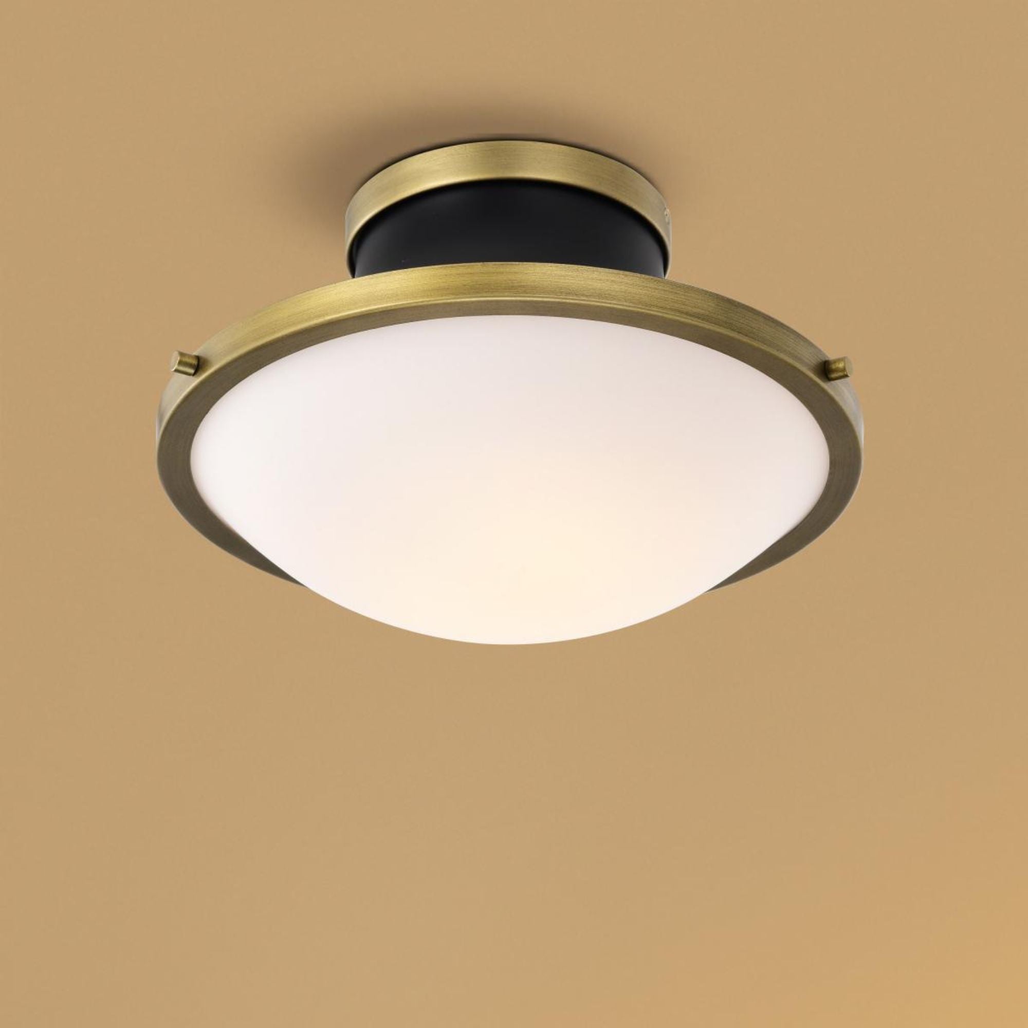 Lafayette 18" 3 lights Flush Mount, Matte Black / Natural Brass Finish