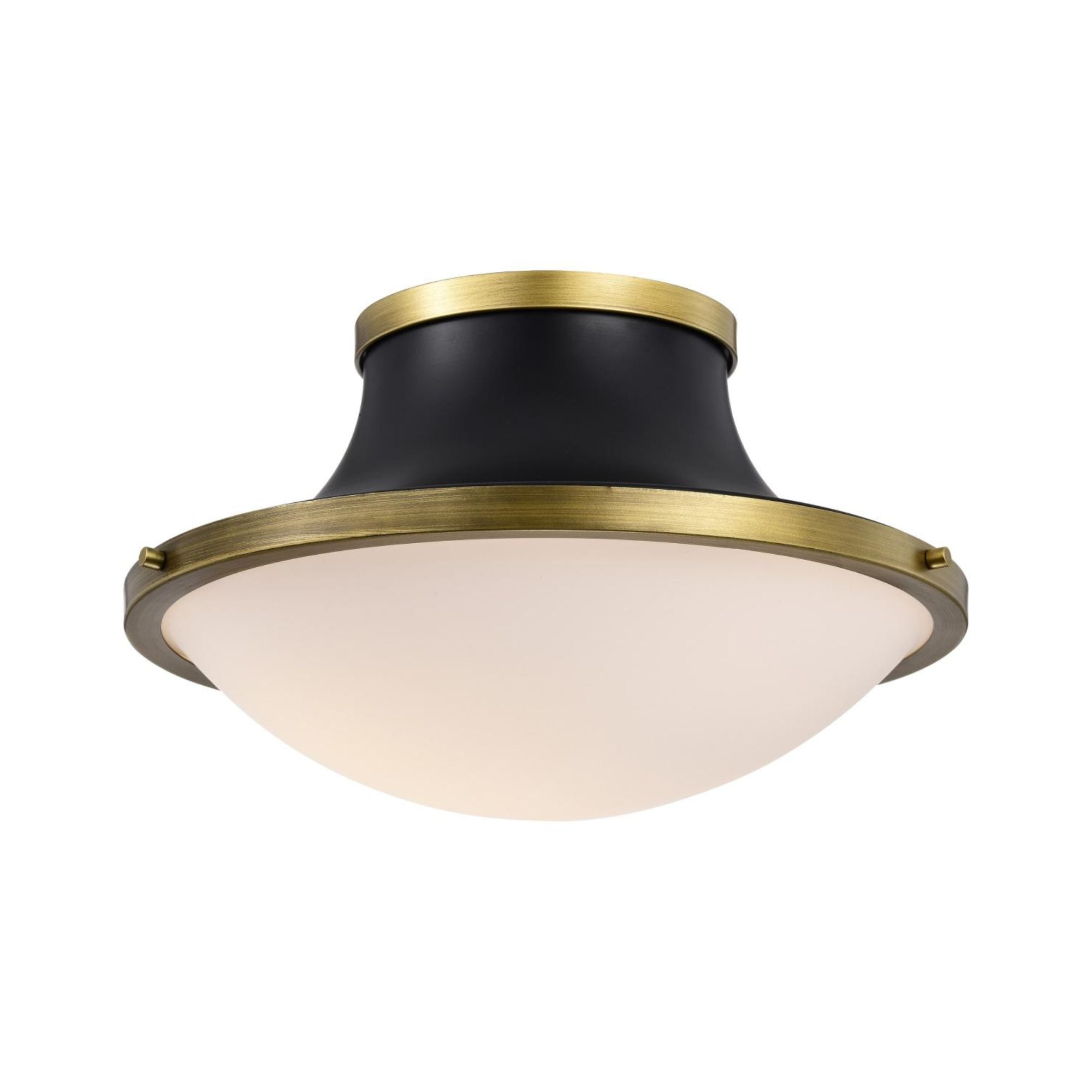 Lafayette 18" 3 lights Flush Mount, Matte Black / Natural Brass Finish