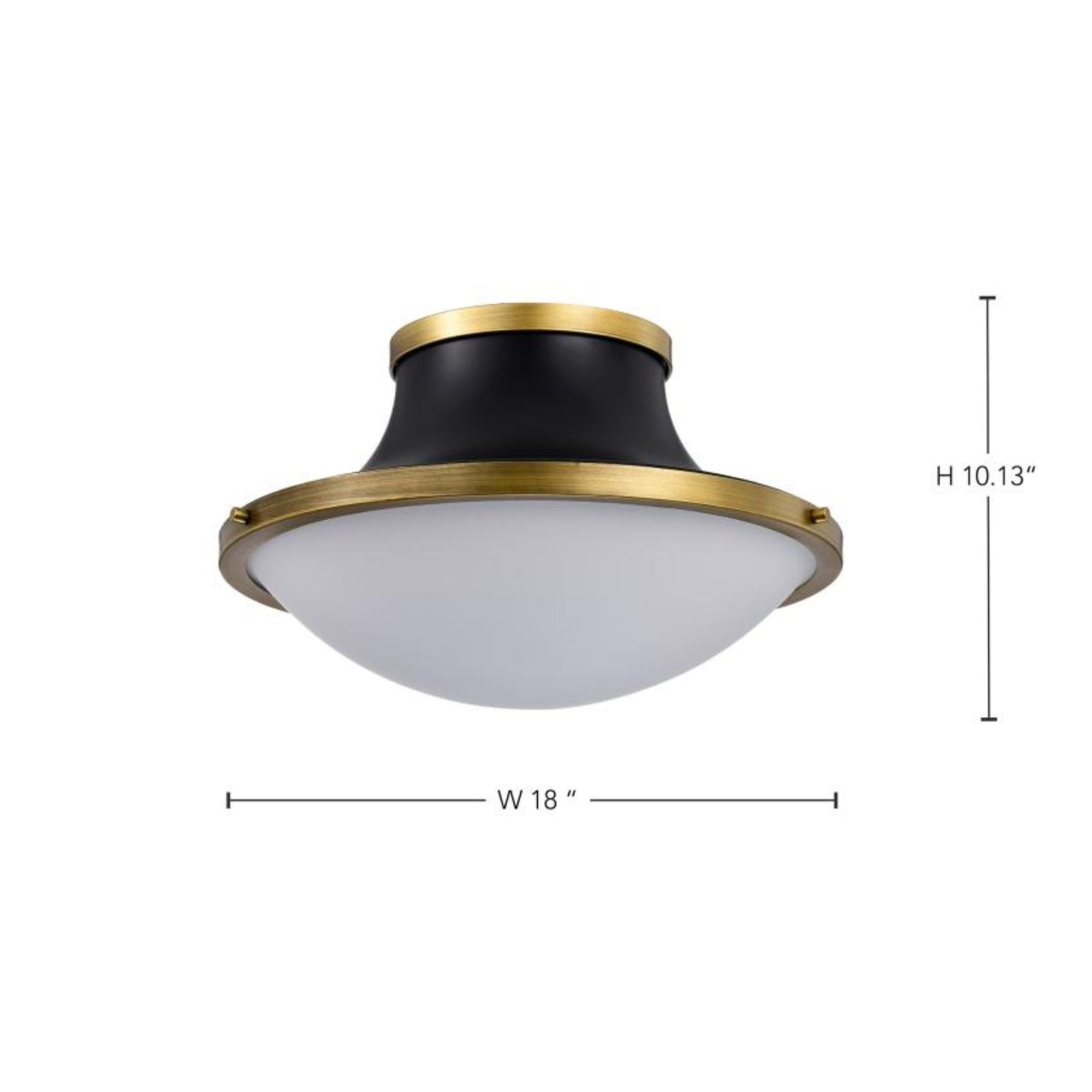 Lafayette 18" 3 lights Flush Mount, Matte Black / Natural Brass Finish
