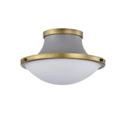 Lafayette 14" Flush Mount, Matte Gray / Natural Brass Finish