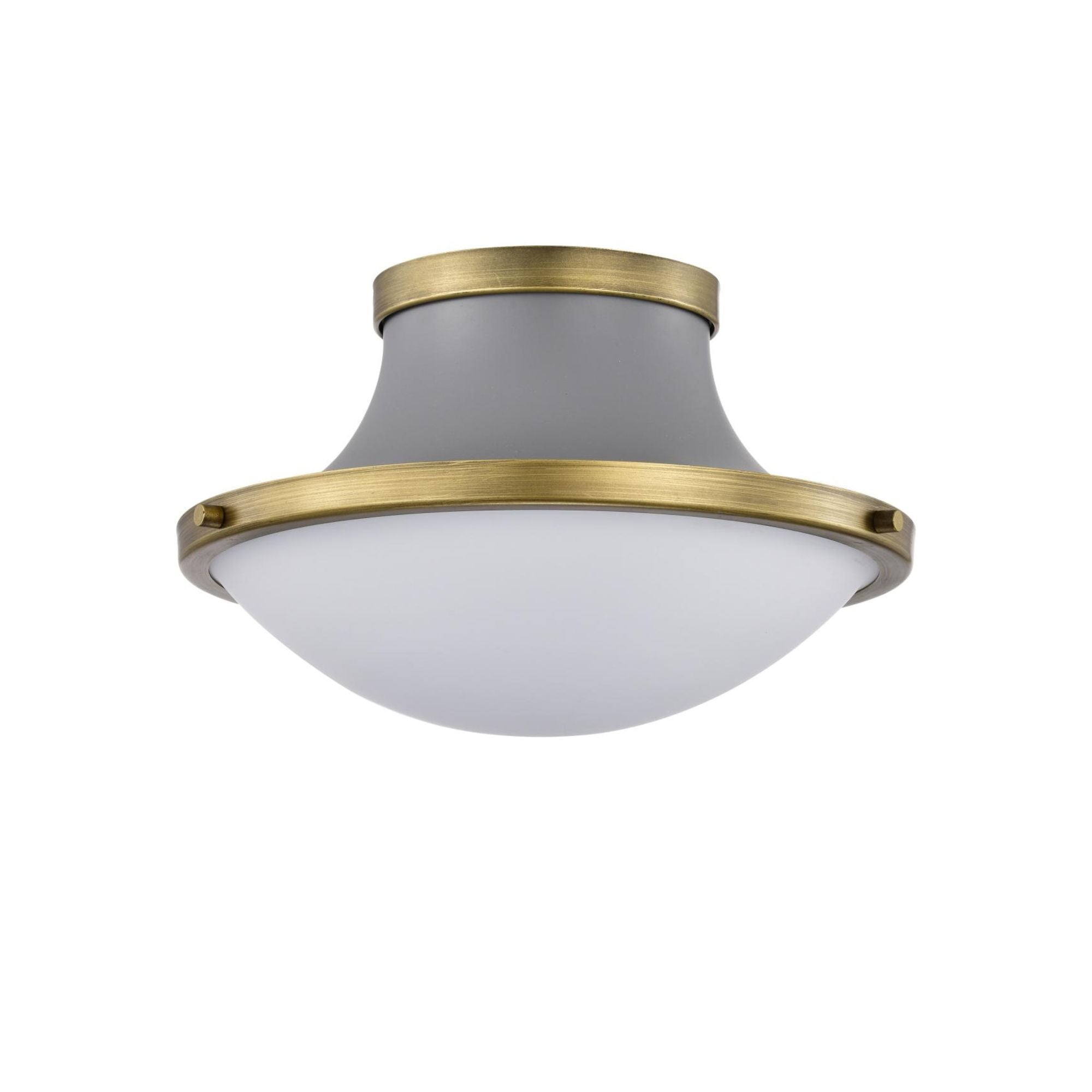 Lafayette 14" Flush Mount, Matte Gray / Natural Brass Finish