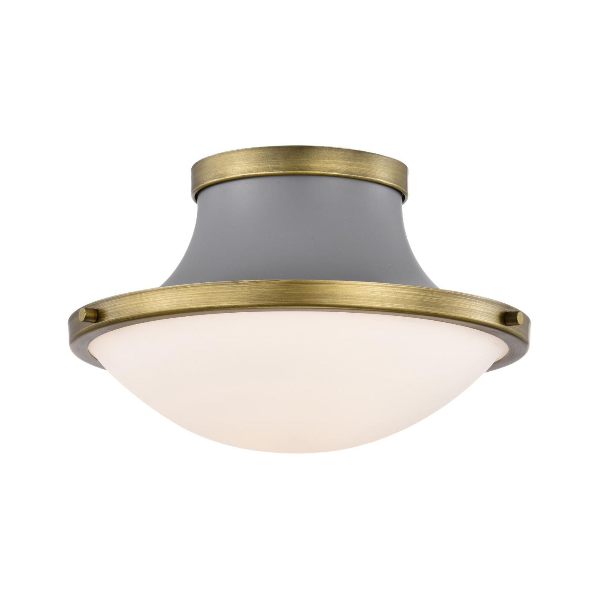 Lafayette 14" Flush Mount, Matte Gray / Natural Brass Finish