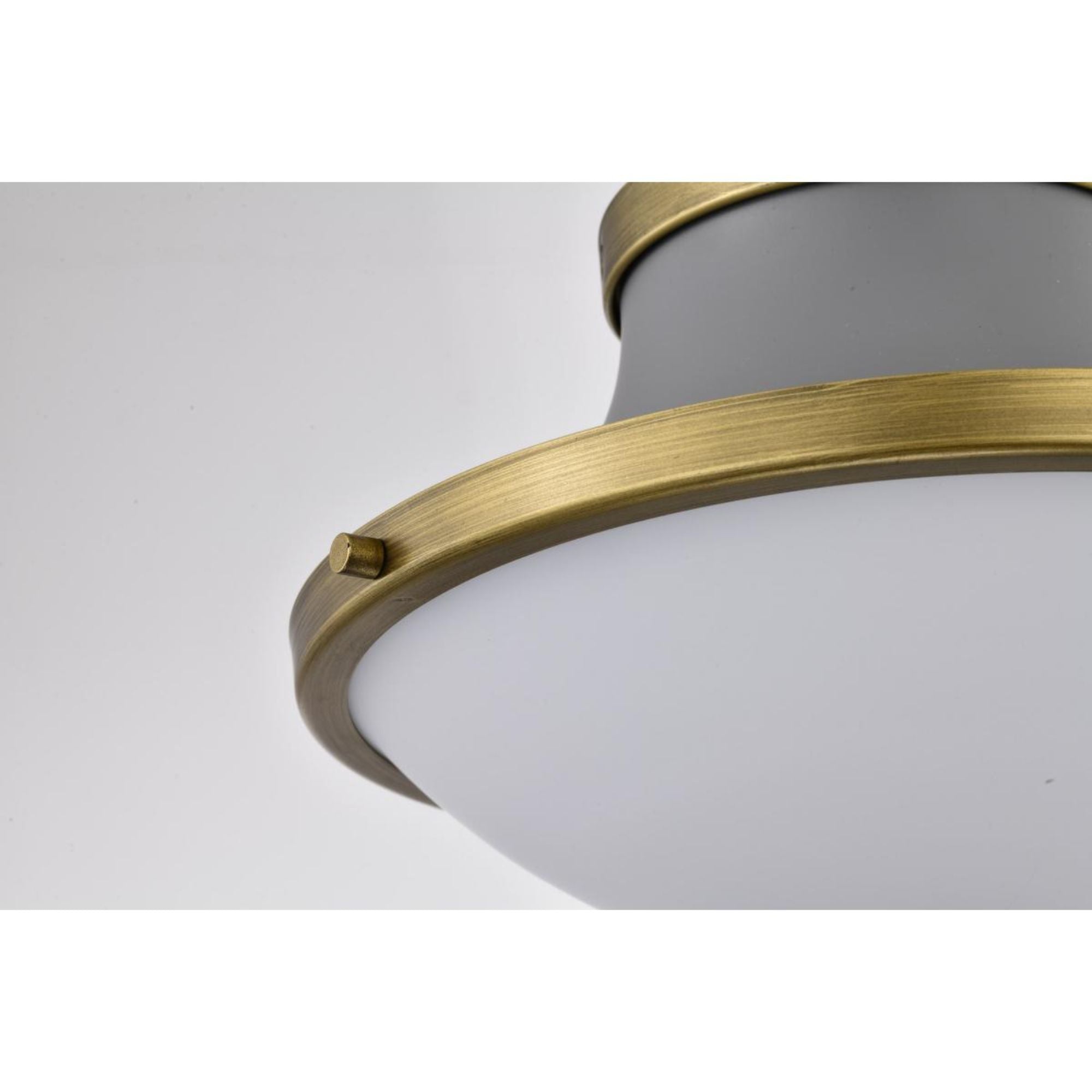 Lafayette 14" Flush Mount, Matte Gray / Natural Brass Finish