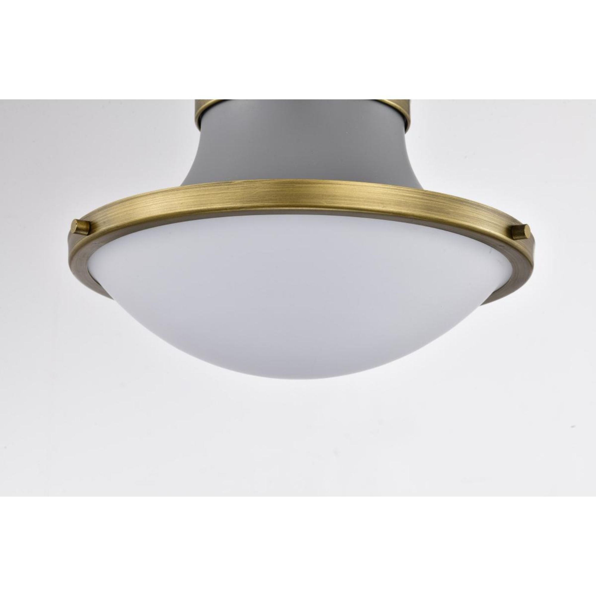 Lafayette 14" Flush Mount, Matte Gray / Natural Brass Finish