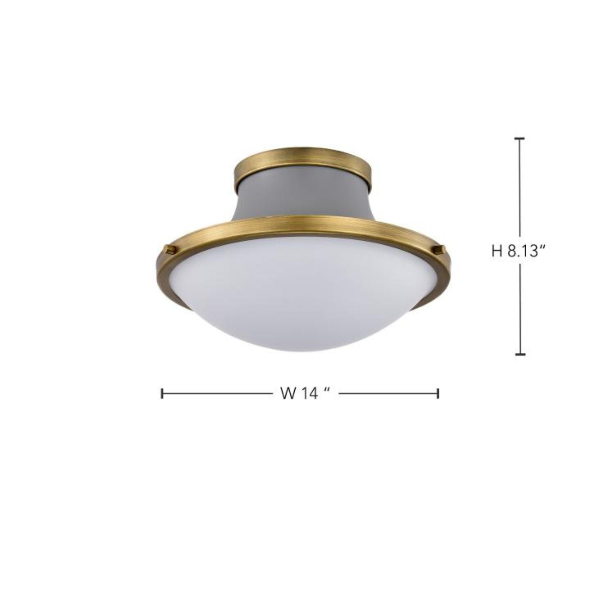 Lafayette 14" Flush Mount, Matte Gray / Natural Brass Finish