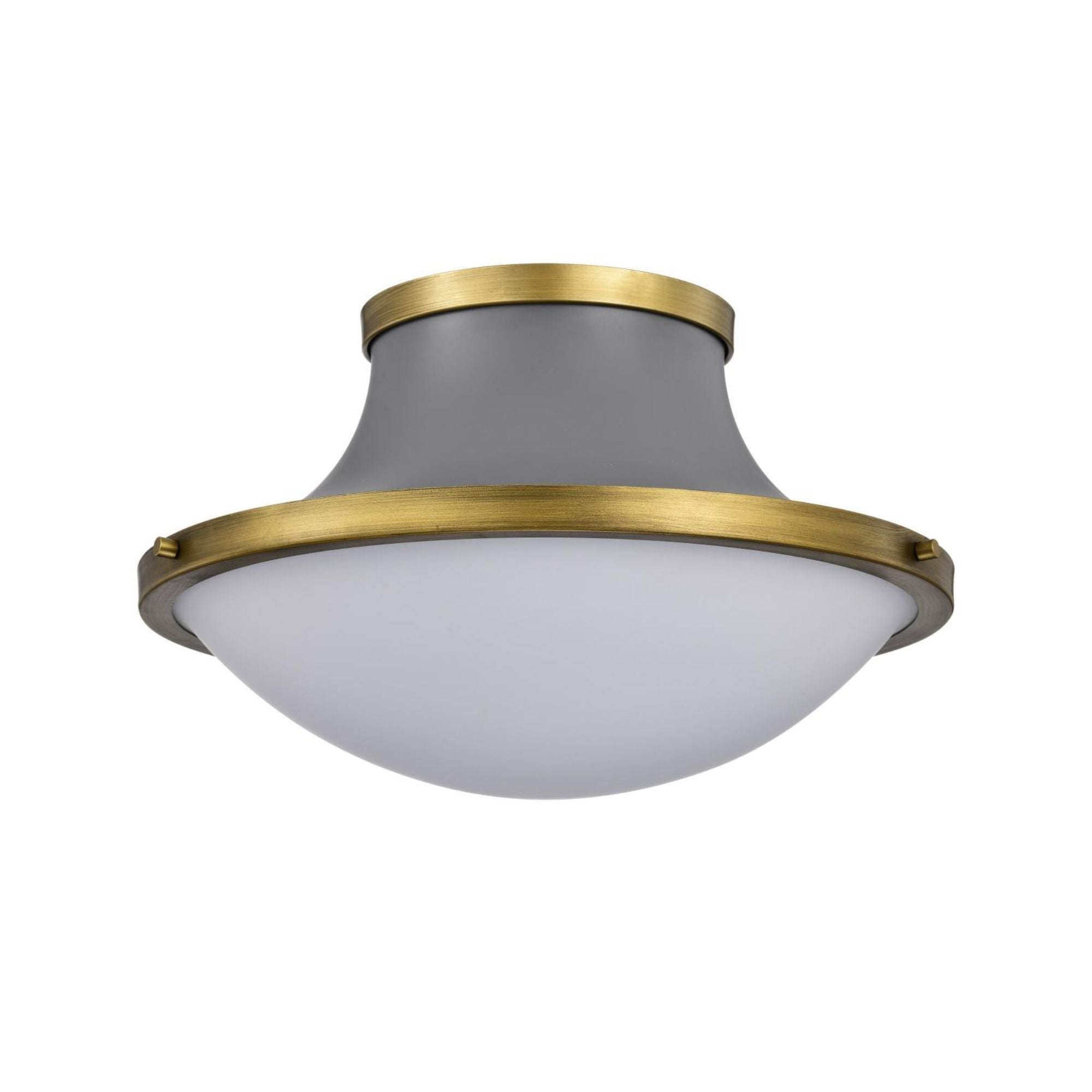 Lafayette 18" 3 lights Flush Mount, Matte Gray / Natural Brass Finish
