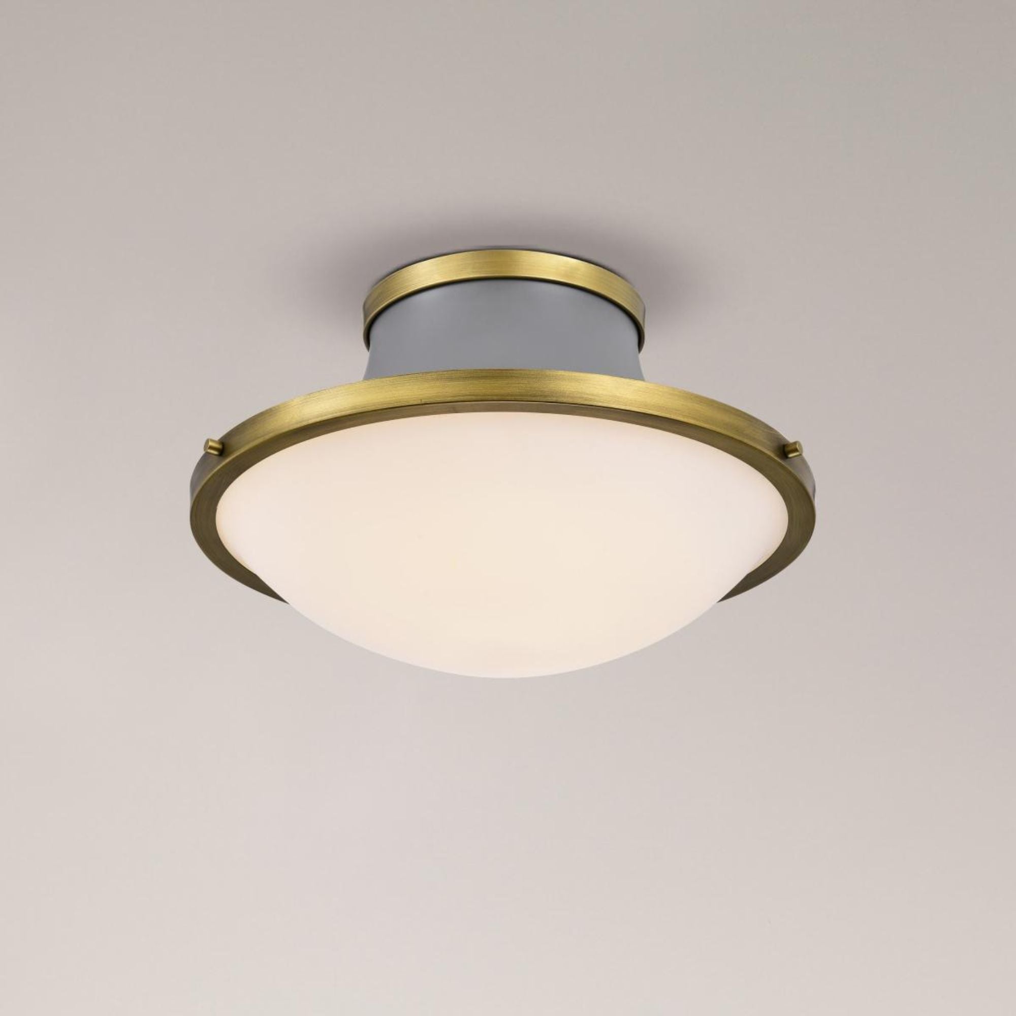 Lafayette 18" 3 lights Flush Mount, Matte Gray / Natural Brass Finish