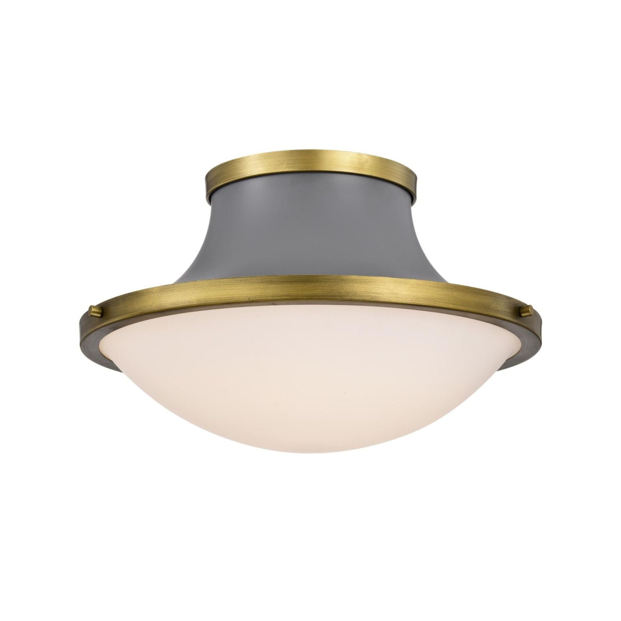 Lafayette 18" 3 lights Flush Mount, Matte Gray / Natural Brass Finish