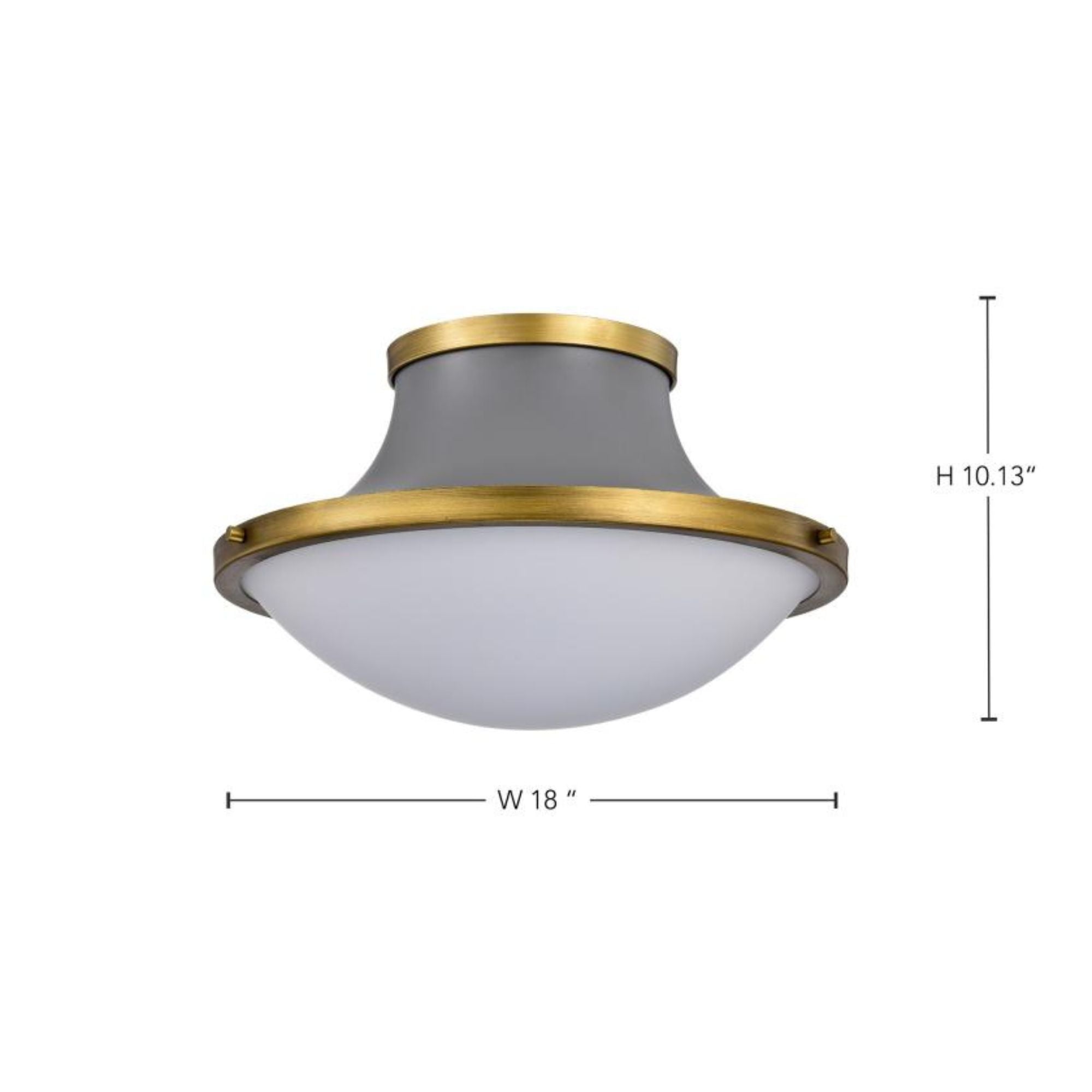 Lafayette 18" 3 lights Flush Mount, Matte Gray / Natural Brass Finish